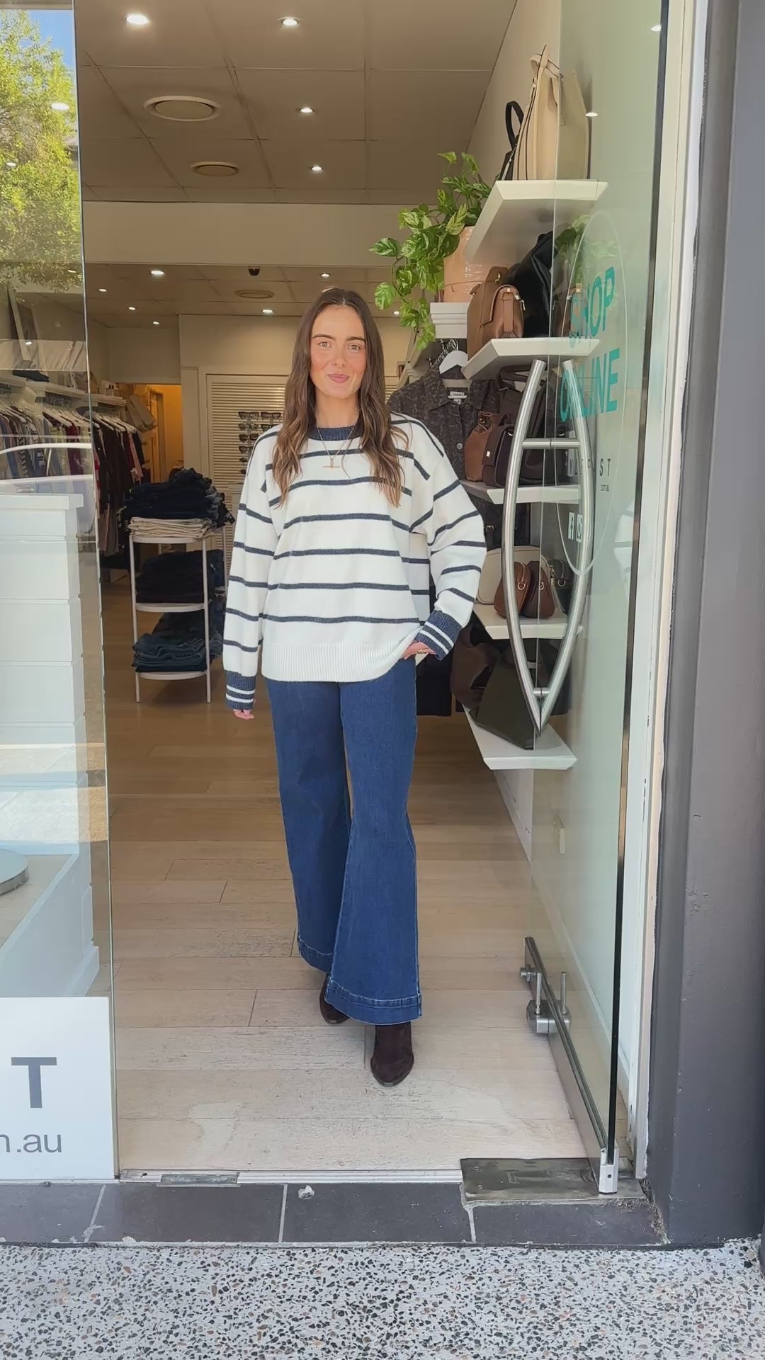AILANI KNIT JUMPER - WHITE & BLUE STRIPE
