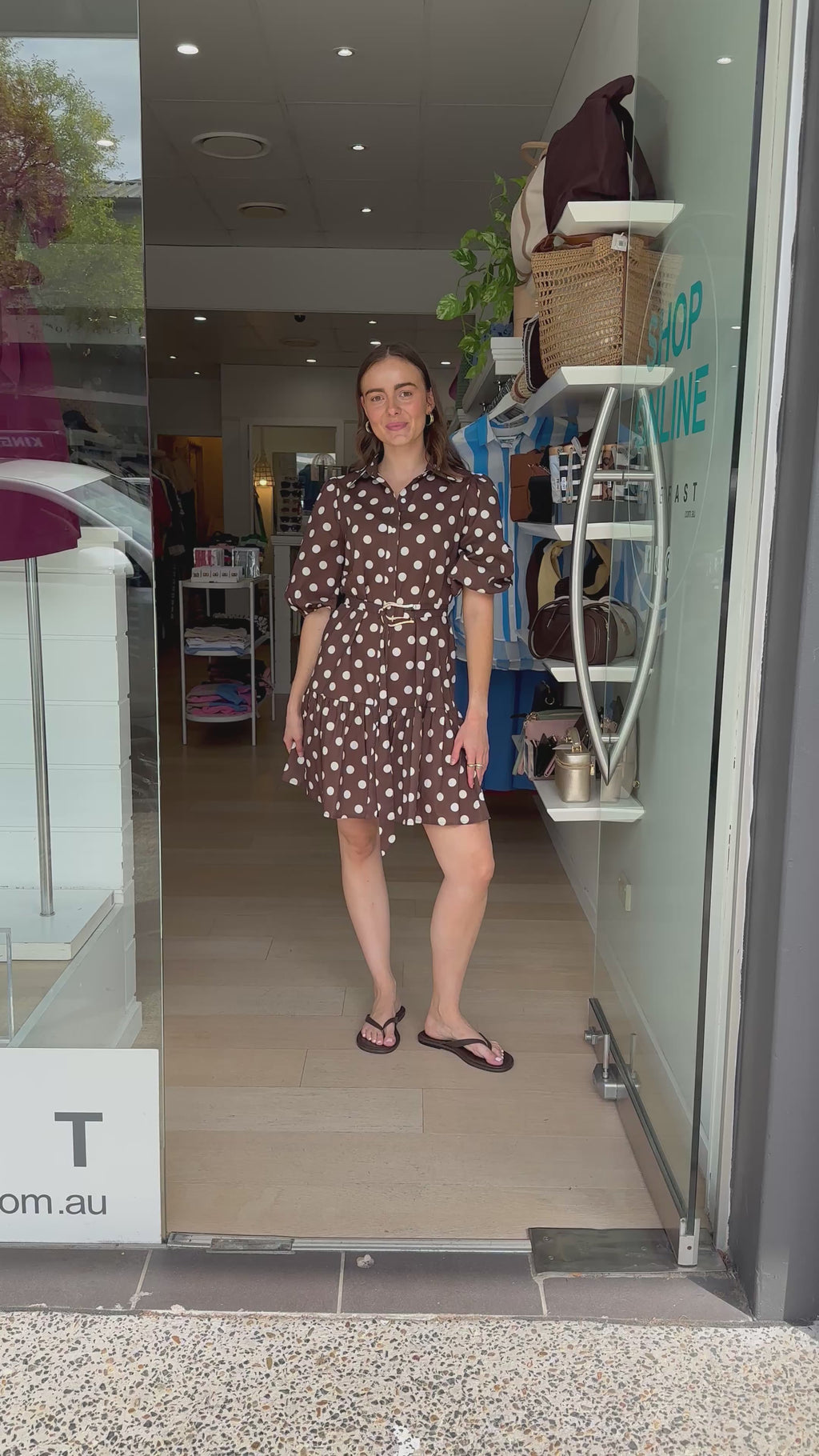 ELSIE TIERED MINI DRESS - CHOCOLATE SPOT