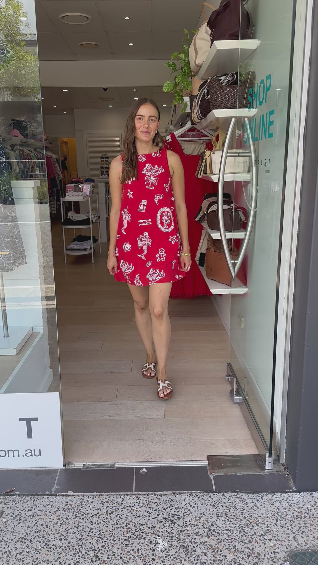 BY FRANKIE ZANA SHIFT DRESS - RED/WHITE CHRISTMAS