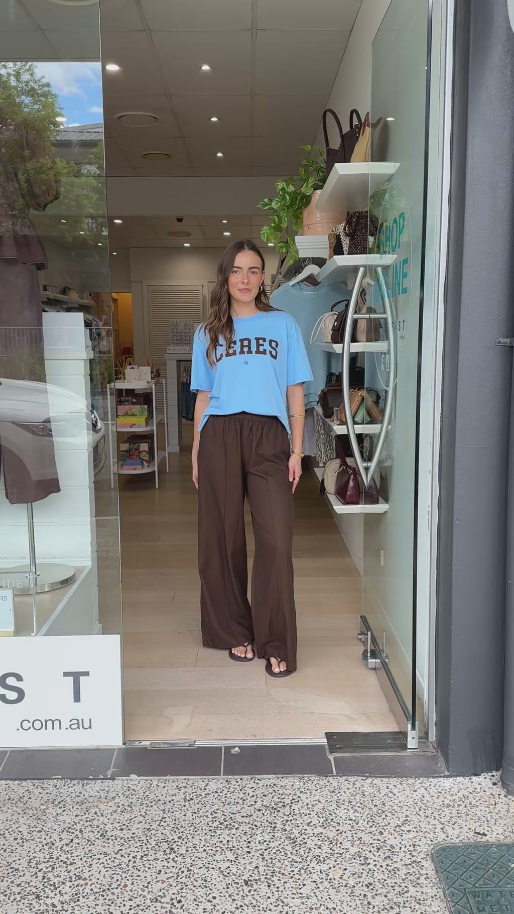 CERES LIFE IZZIE PINSTITCH PANT - CHOCOLATE