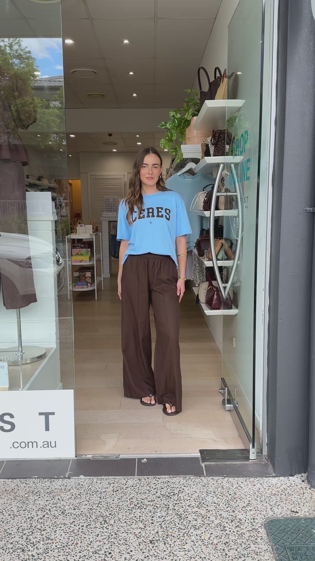 CERES LIFE IZZIE PINSTITCH PANT - CHOCOLATE