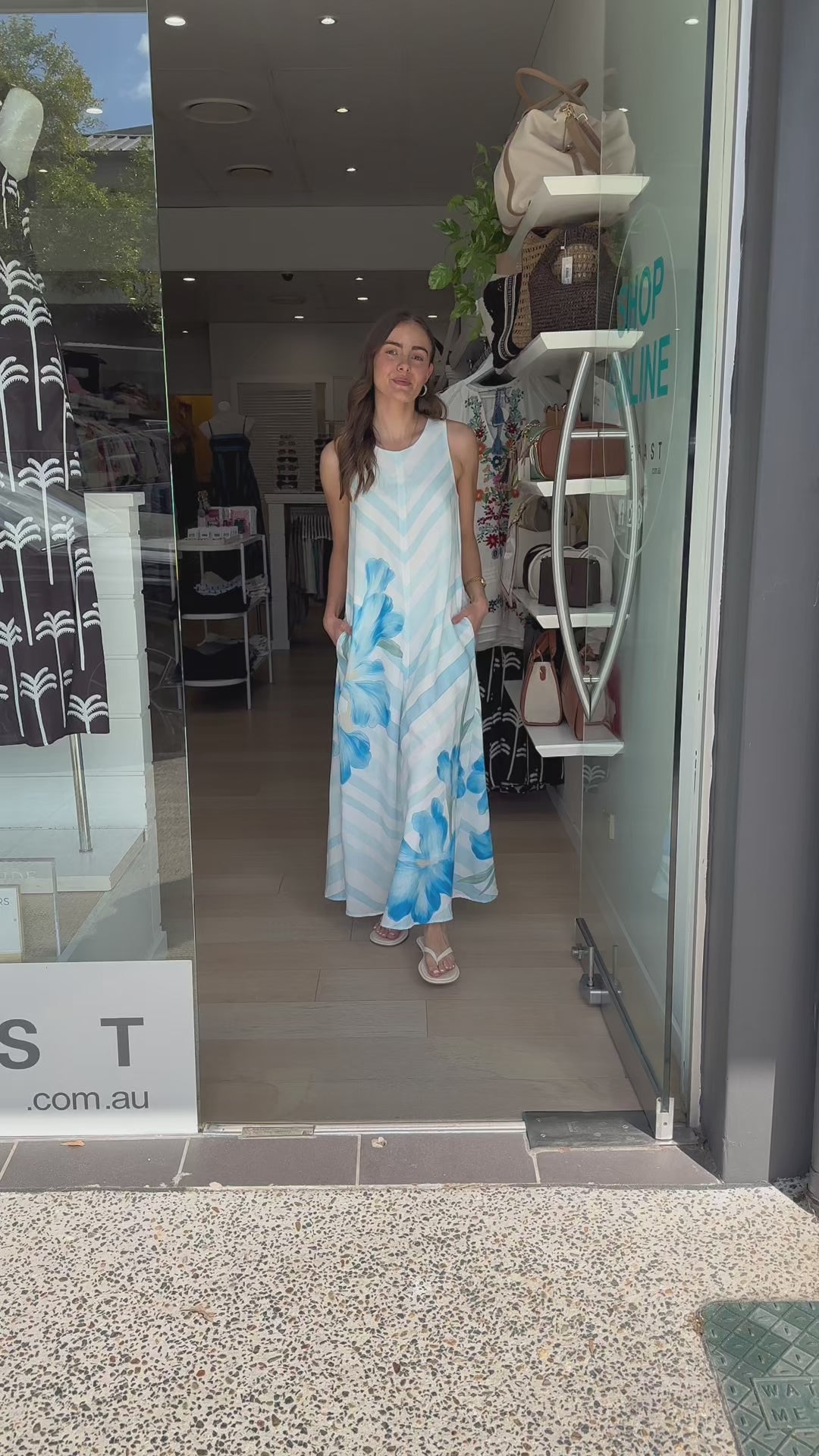 NAOMI MAXI A-LINE DRESS - BLUE FLORAL