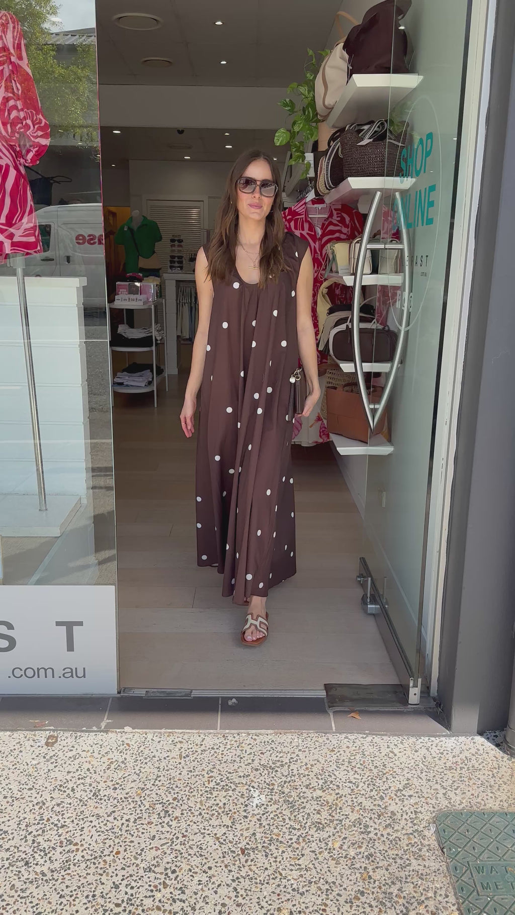 LENI MAXI DRESS - CHOCOLATE SPOT