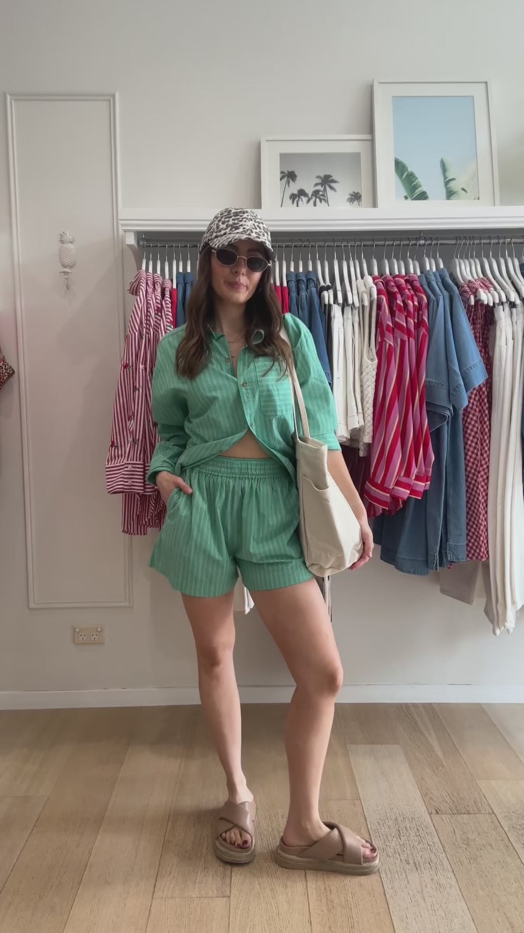 CERES LIFE COTTON PETA OVERSIZED SHIRT - ZESTY GREEN STRIPE
