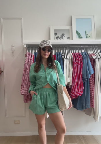 CERES LIFE COTTON PETA OVERSIZED SHIRT - ZESTY GREEN STRIPE