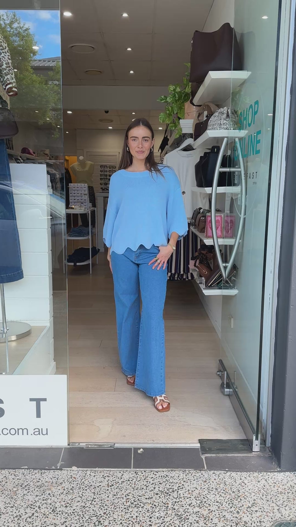 BONNIE SCALLOPED EDGE KNIT - BABY BLUE