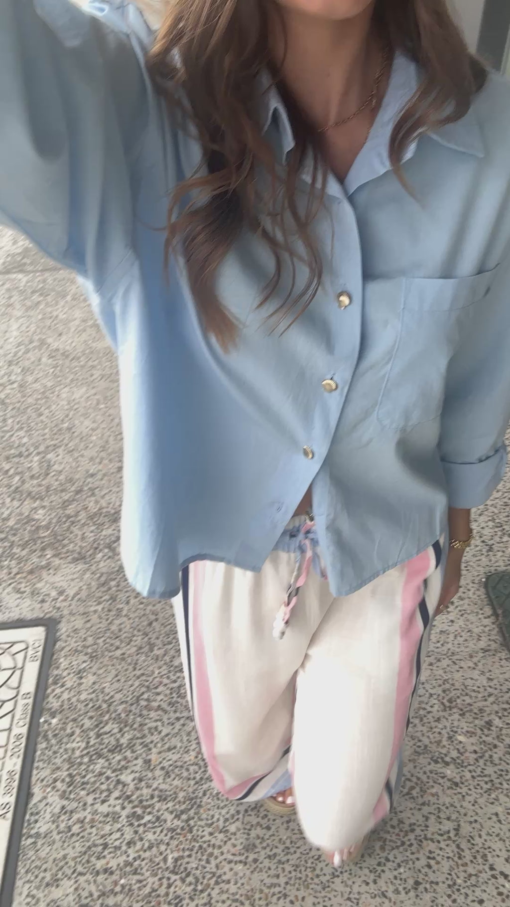 ELLA BUTTON UP SHIRT - BABY BLUE