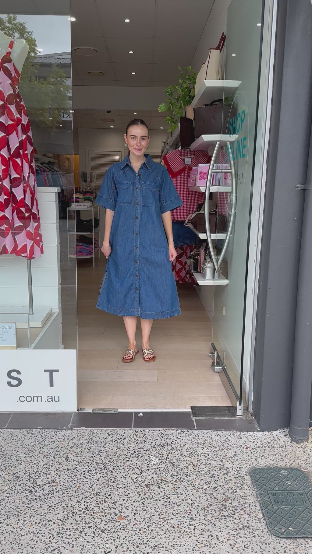 CERES LIFE AVA YOKE DETAIL MIDI DRESS - FRESH INDIDO