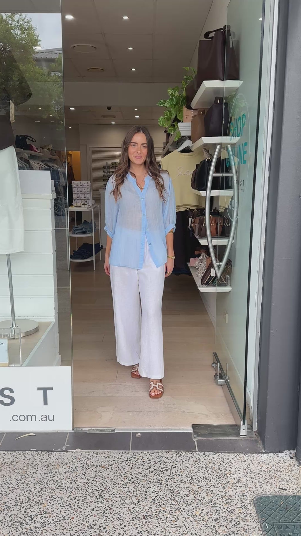 AURORA BUTTON THROUGH LINEN SHIRT - ICE BLUE