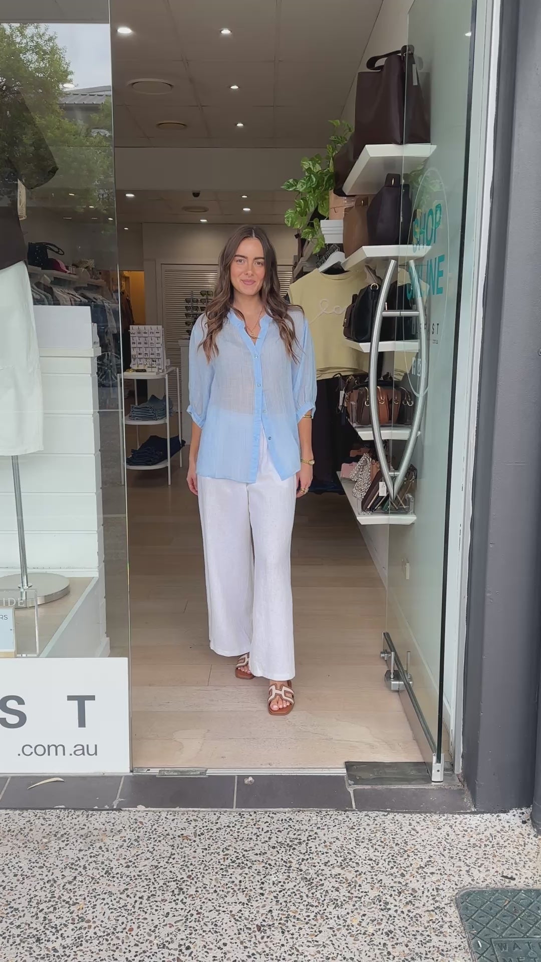 AURORA BUTTON THROUGH LINEN SHIRT - ICE BLUE