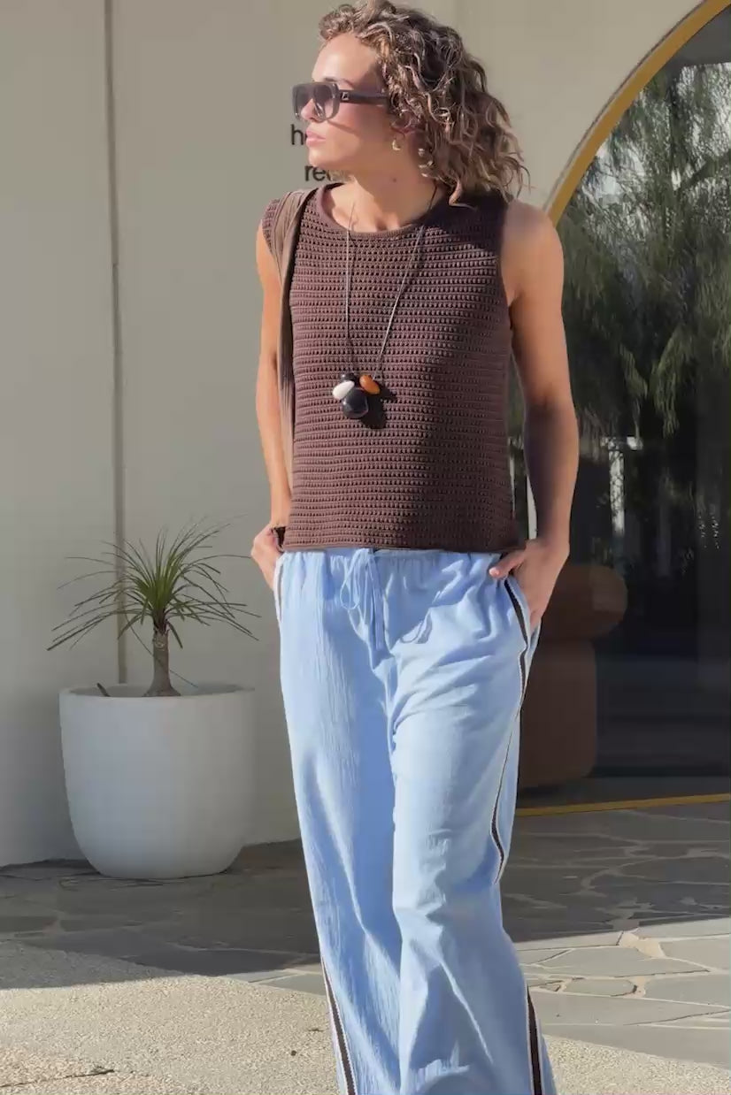 CERES LIFE MARGOT MESH KNIT TANK - CHOCOLATE