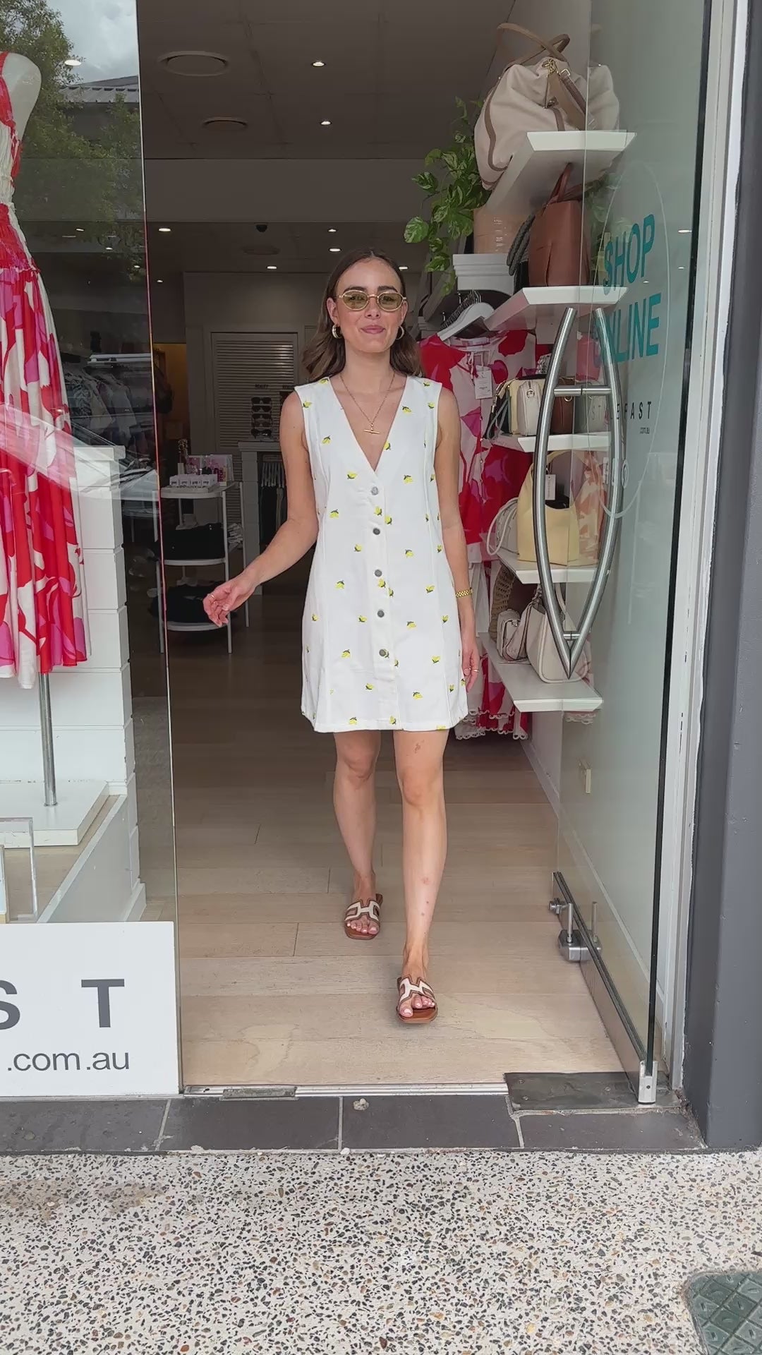 HALLIE SHIFT DRESS - LEMON EMBROIDERY