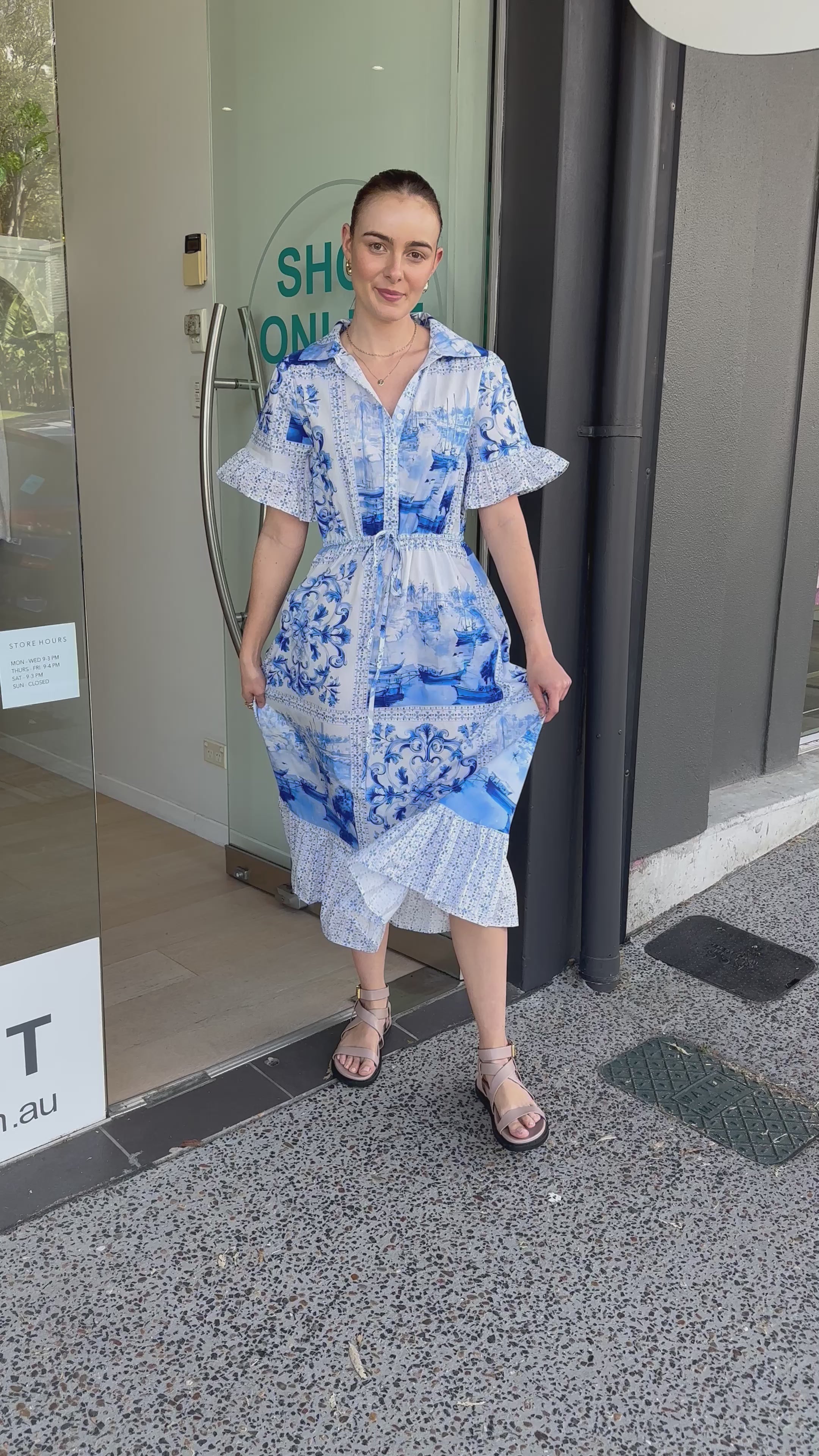 CARLA MIDI DRESS - BLUE PRINT