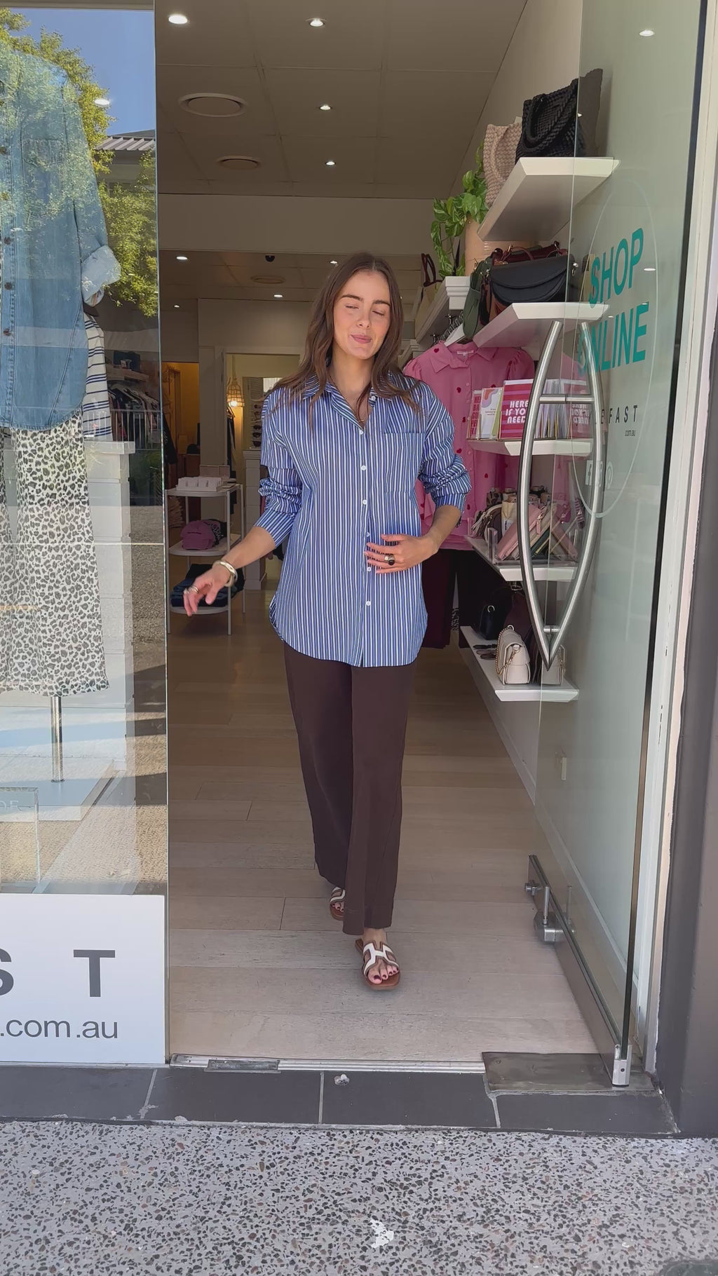 FEATHER + NOISE EMILY SHIRT - COBALT STRIPE