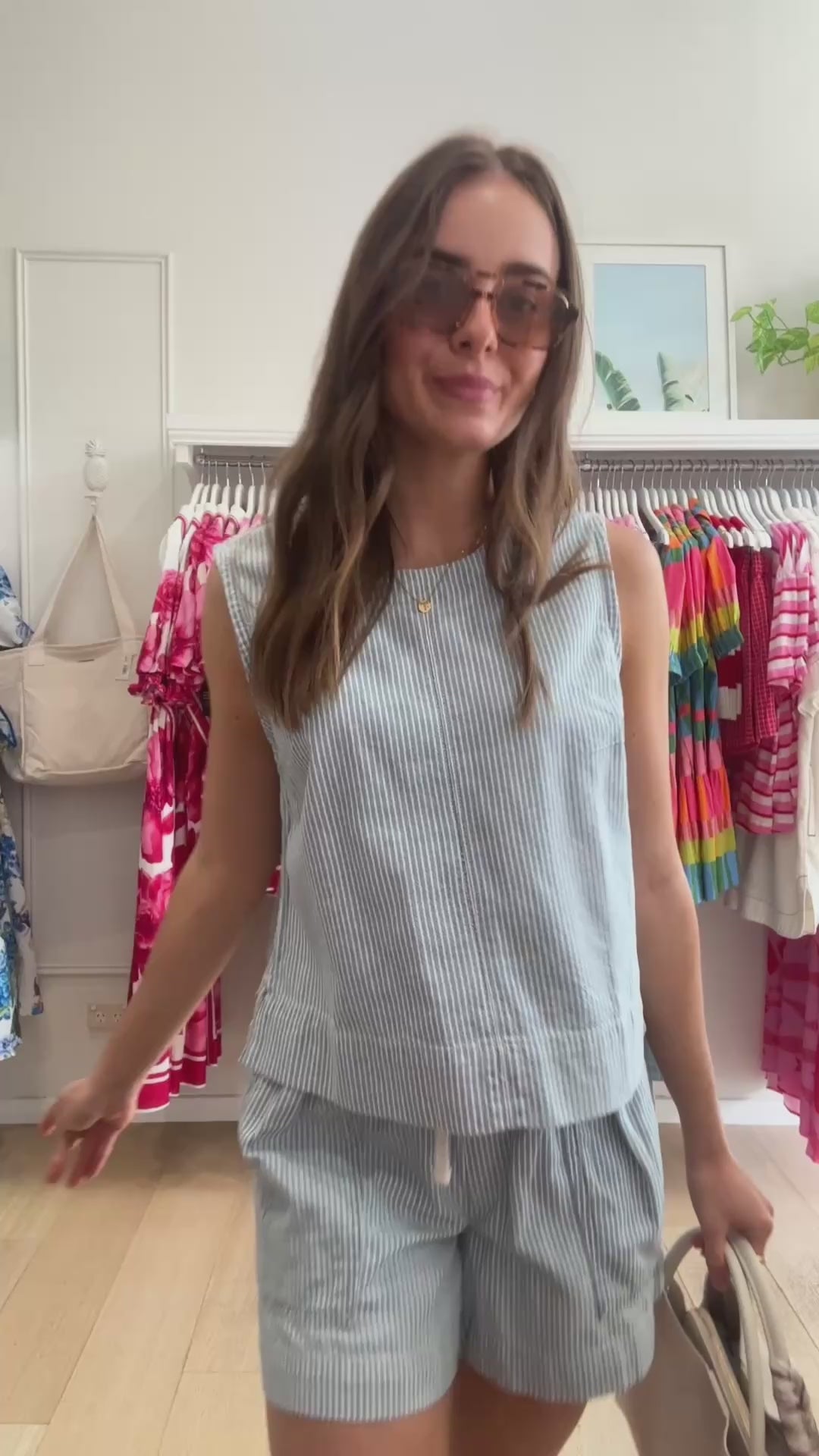 CERES LIFE DARCY RELAXED EVERYDAY SHORT - INDIGO/WHITE STRIPE