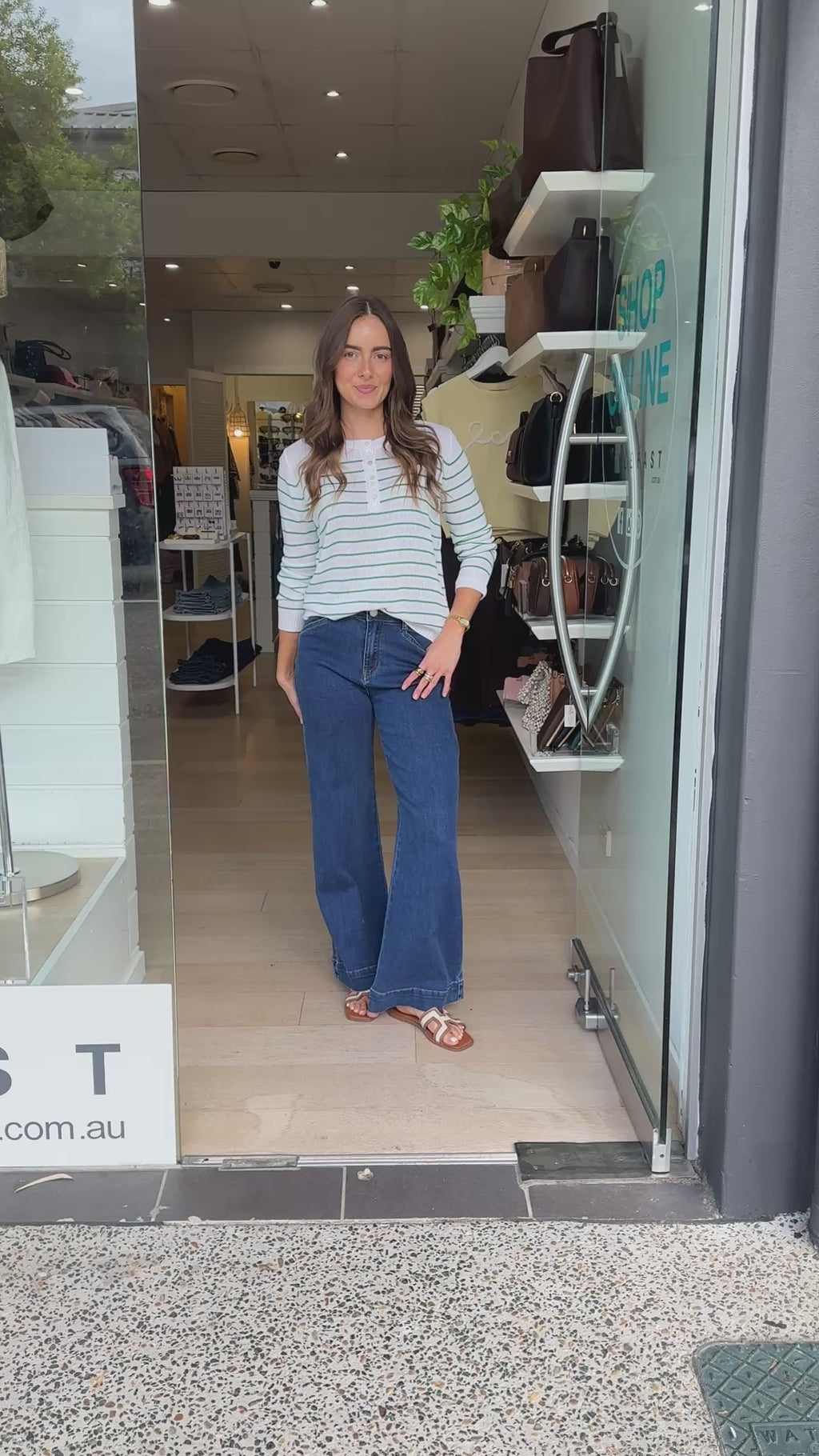 GIA KNIT - GREEN & WHITE STRIPE