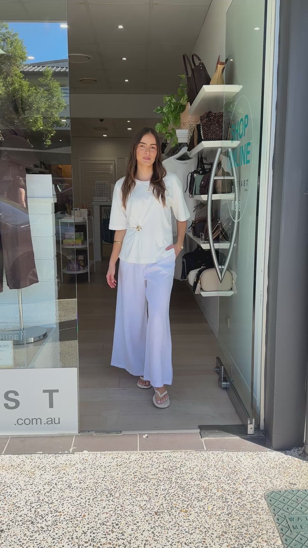ARLI WIDE LEG LINEN PANT - WHITE