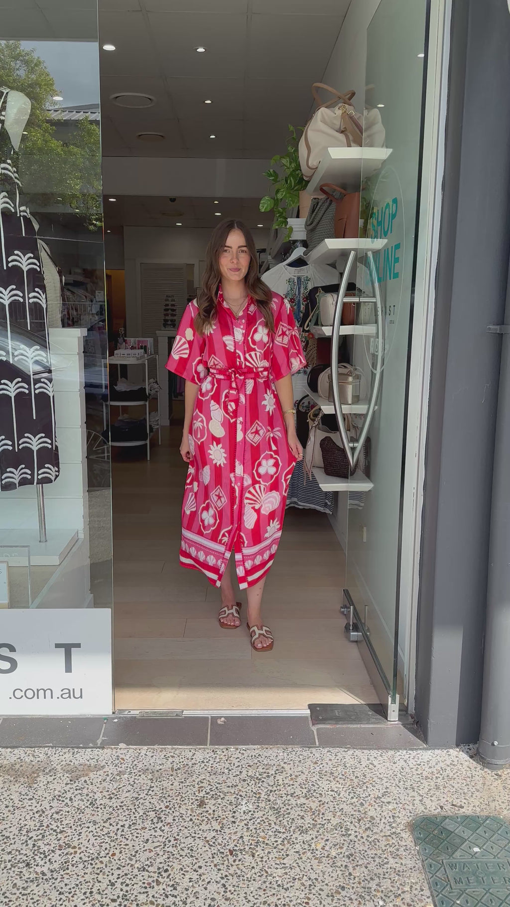 LEILANI MAXI SHIRTDRESS - RED/PINK PRINT