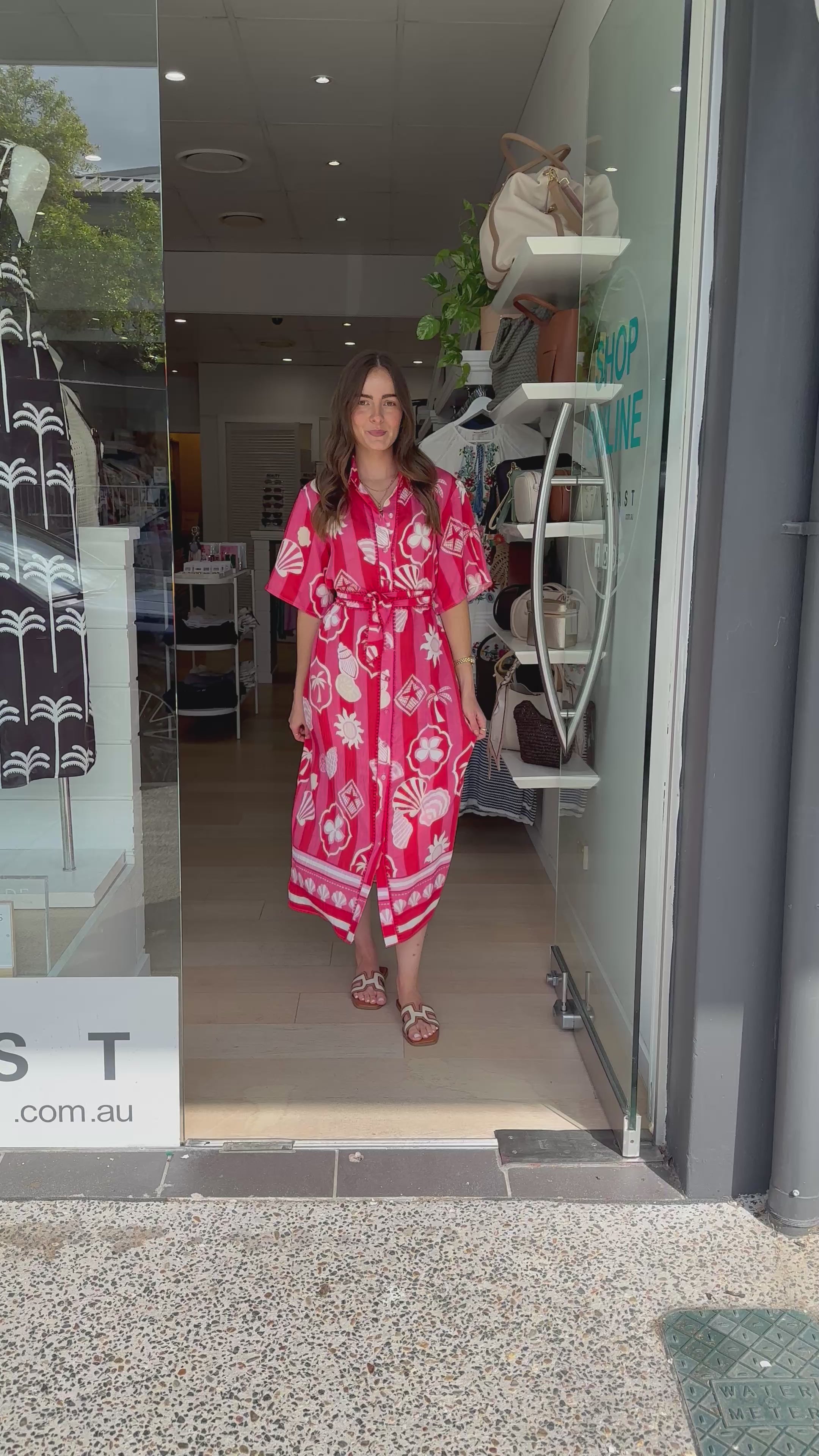 LEILANI MAXI SHIRTDRESS - RED/PINK PRINT