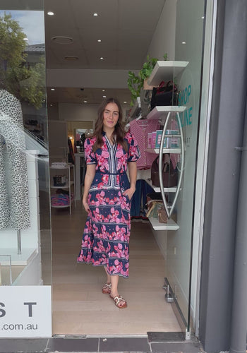 LULASOUL LADERA MIDI DRESS - NAVY PRINT