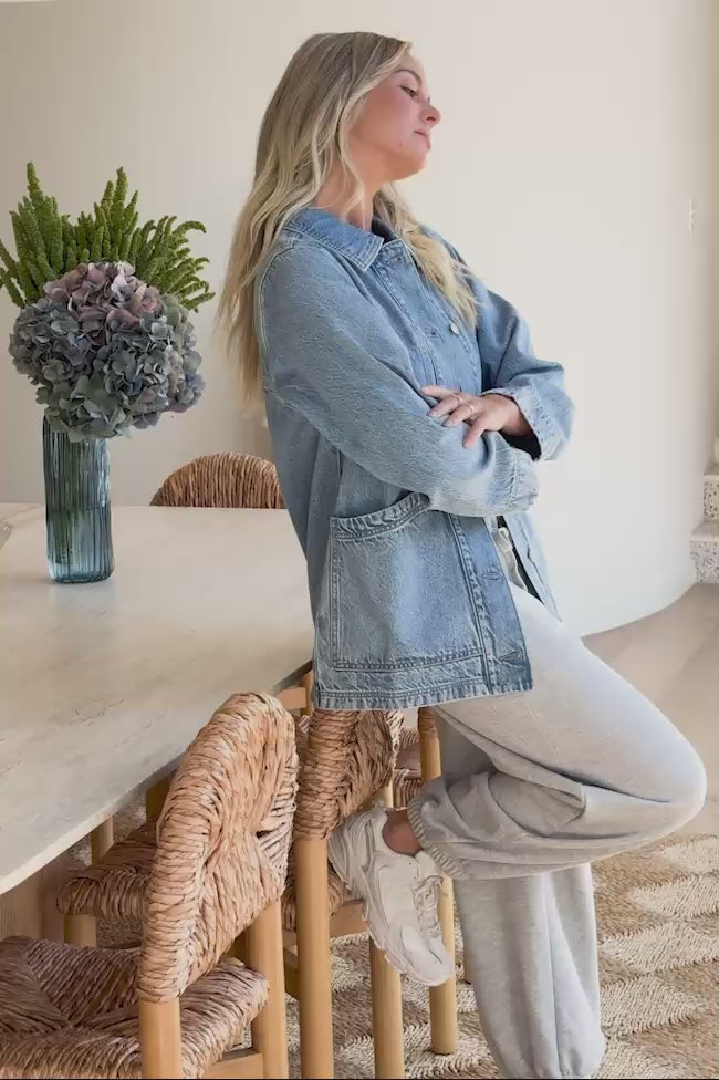 CERES LIFE AVA CHORE SHACKET - VINTAGE BLUE