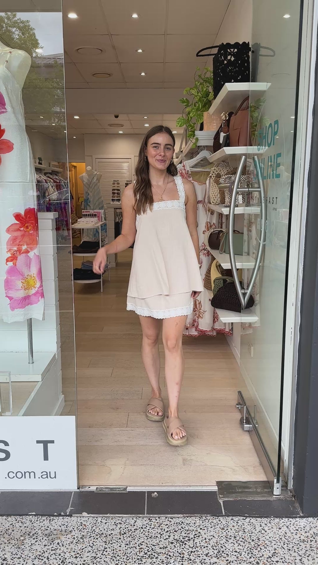 KYLE LAYERED MINI DRESS - BEIGE