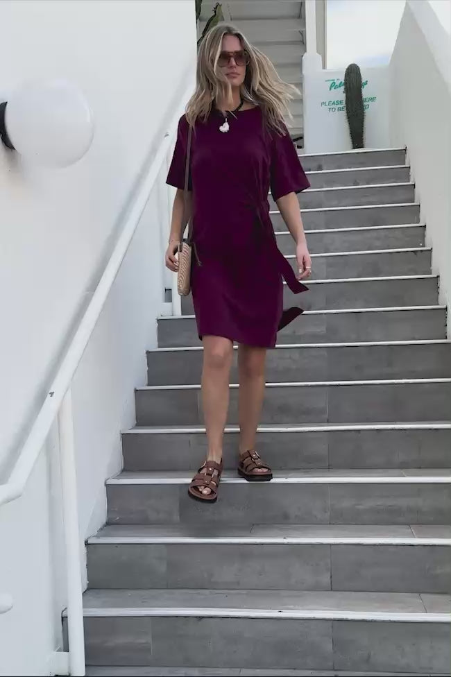 CERES LIFE AGNES TIE MINI TEE DRESS - POMEGRANTE