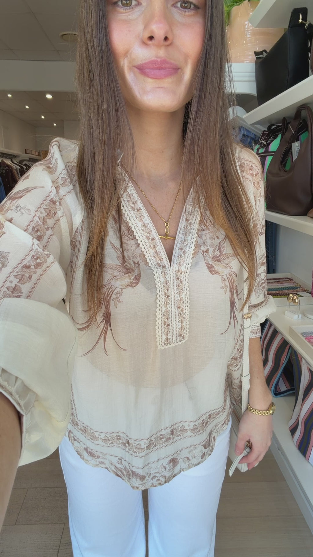 FREYA BLOUSE - NEUTRAL PRINT
