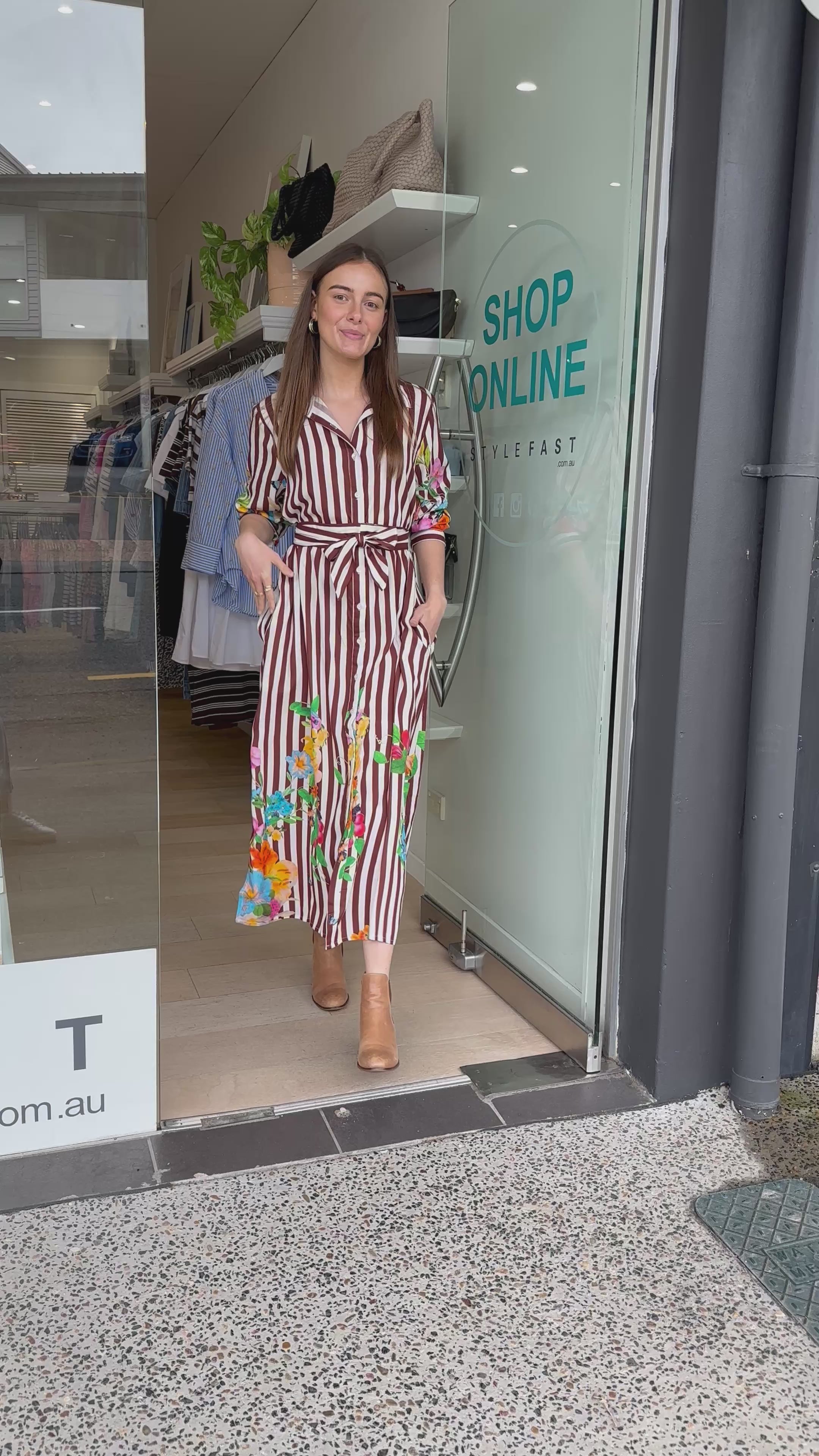 ROSALIE MAXI SHIRTDRESS - CHOCOLATE STRIPE