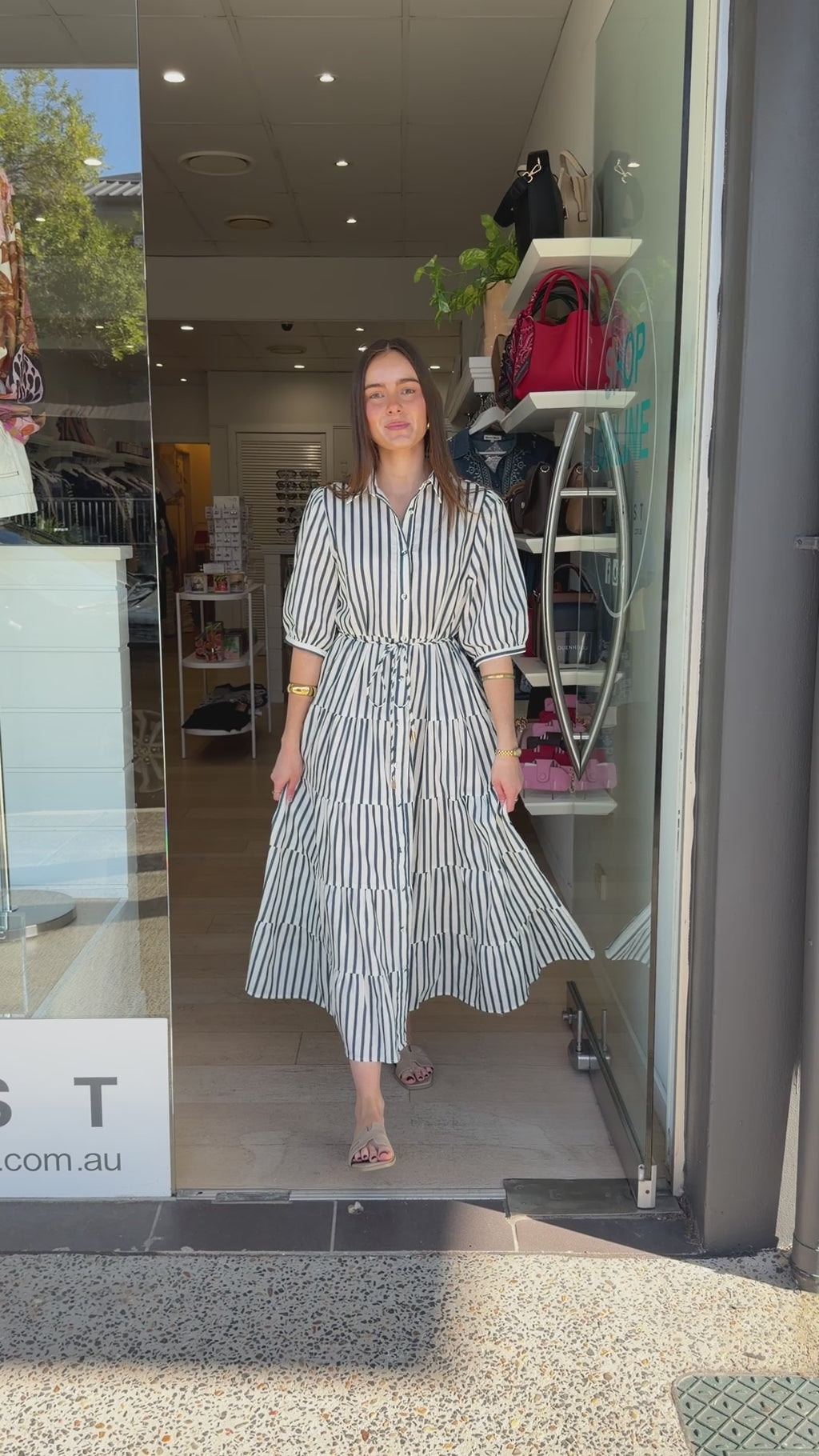 JANE LINEN DRESS - NAVY/WHITE PRINT