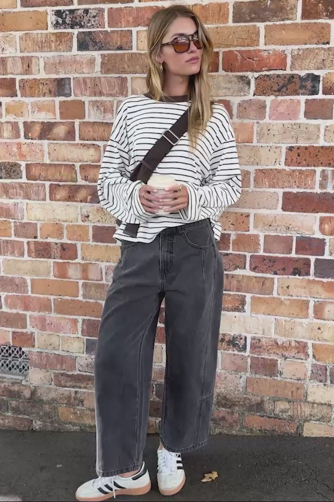 CERES LIFE DEMI BARREL JEAN - FADED BLACK