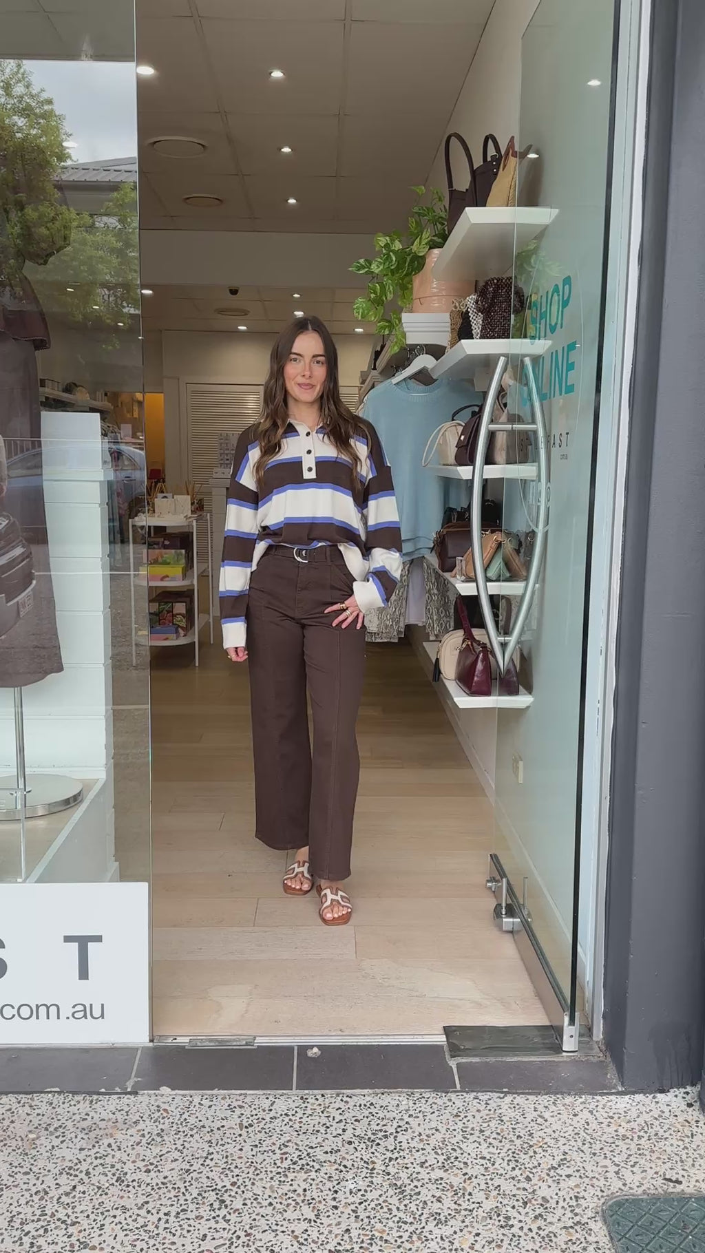 CERES LIFE JESSA RUGBY KNIT - CHOCOLATE STRIPE