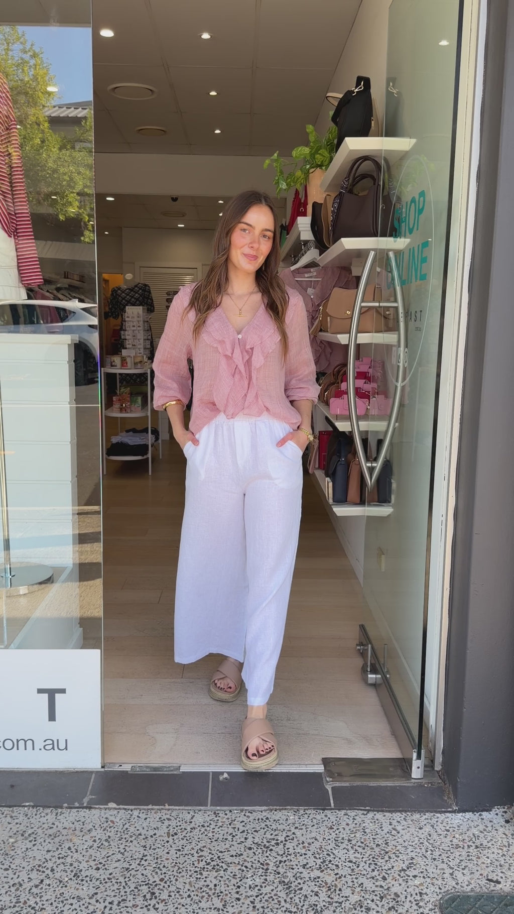 TINASHE WIDE LEG LINEN PANT - WHITE