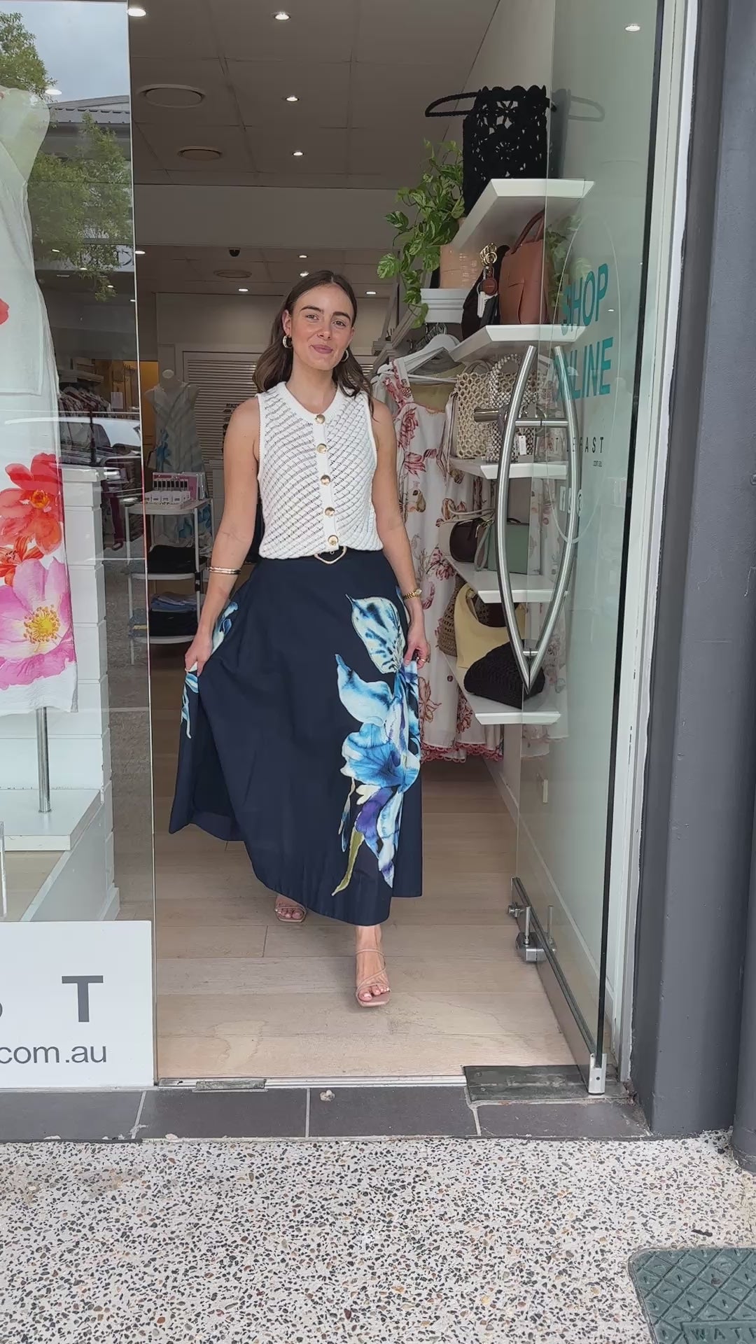AURORA MAXI SKIRT - NAVY FLORAL