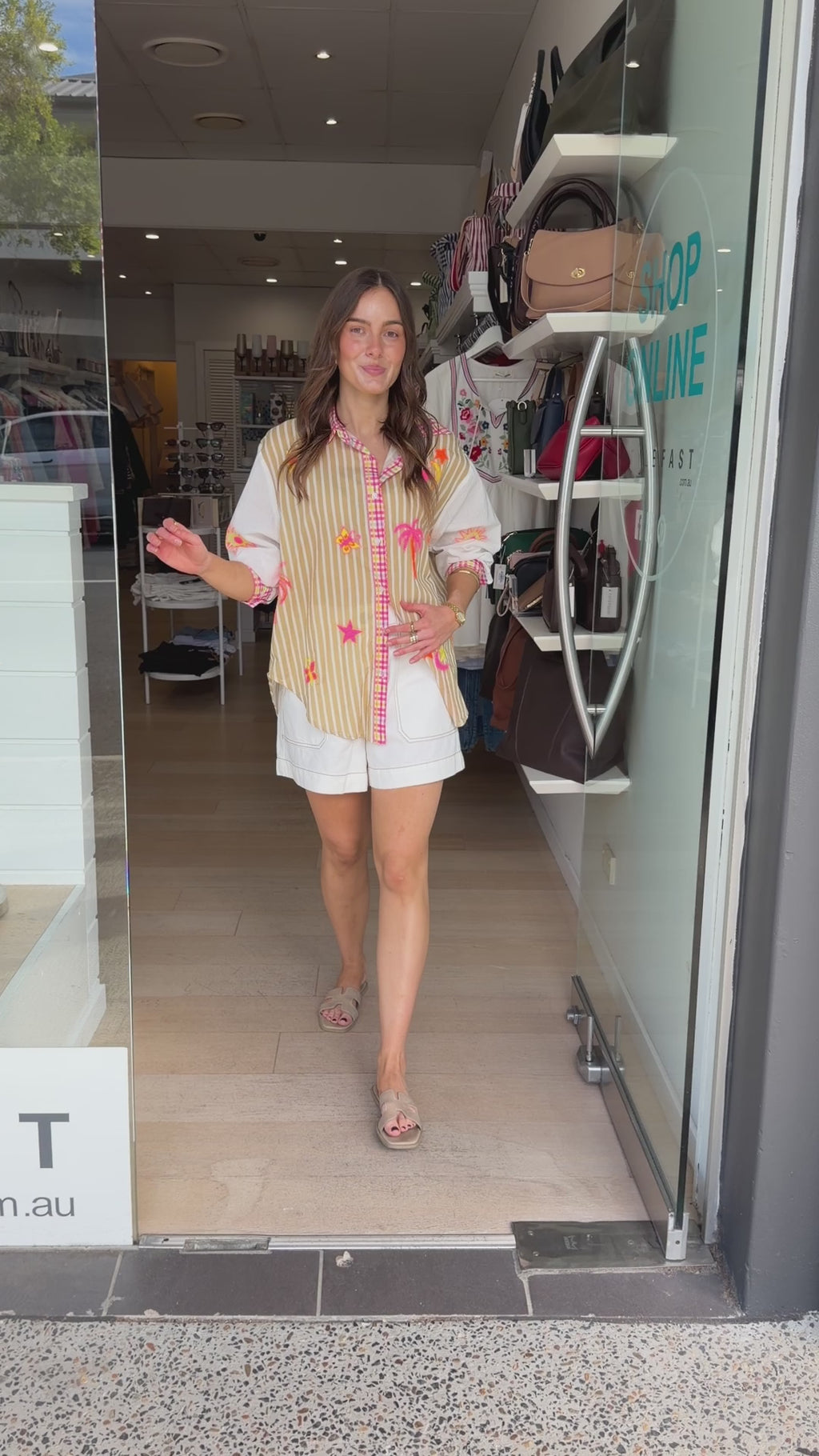 MILANI COTTON SHIRT - BEIGE/ORANGE