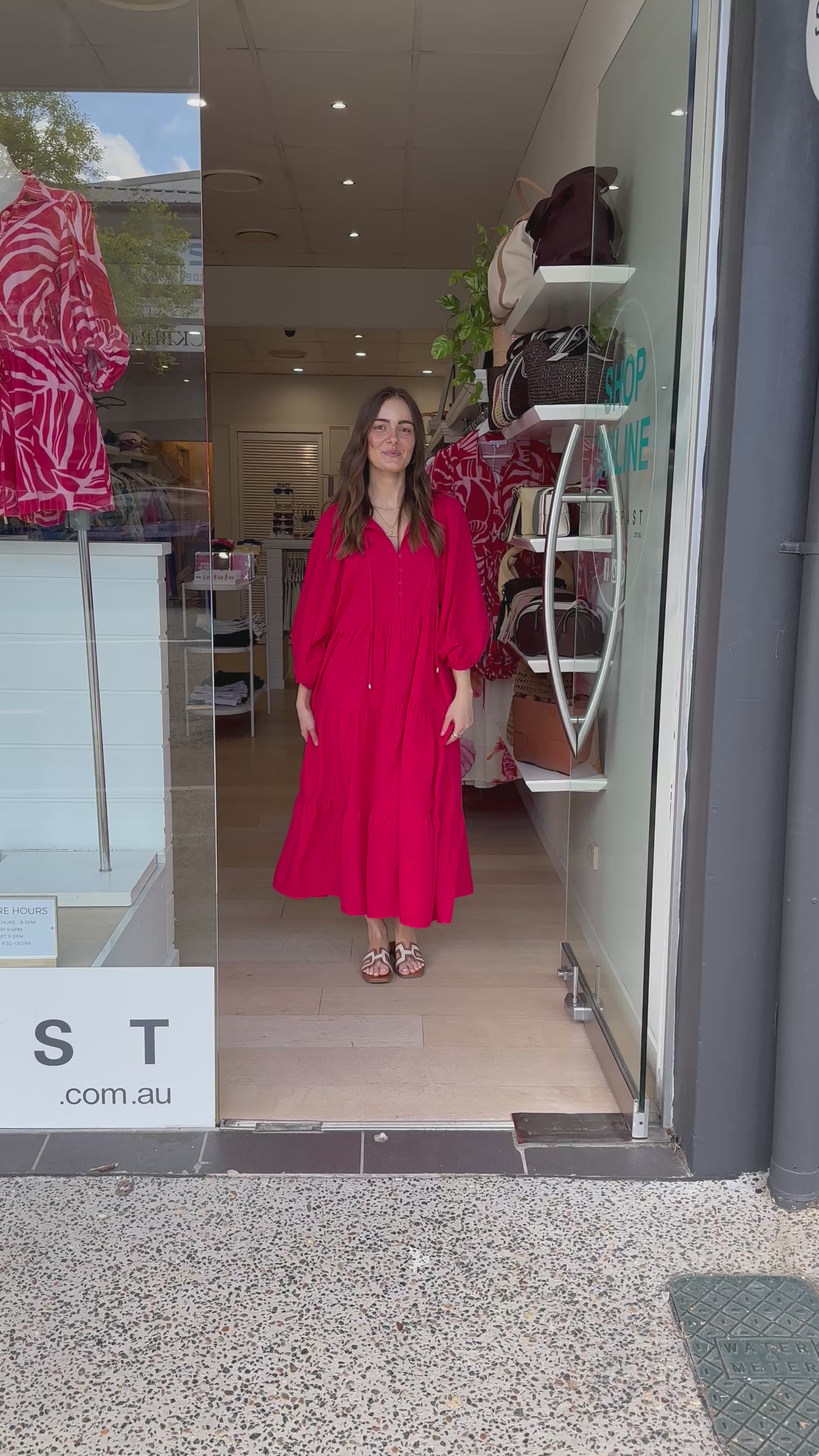 MATA BATWING MIDI DRESS - RED