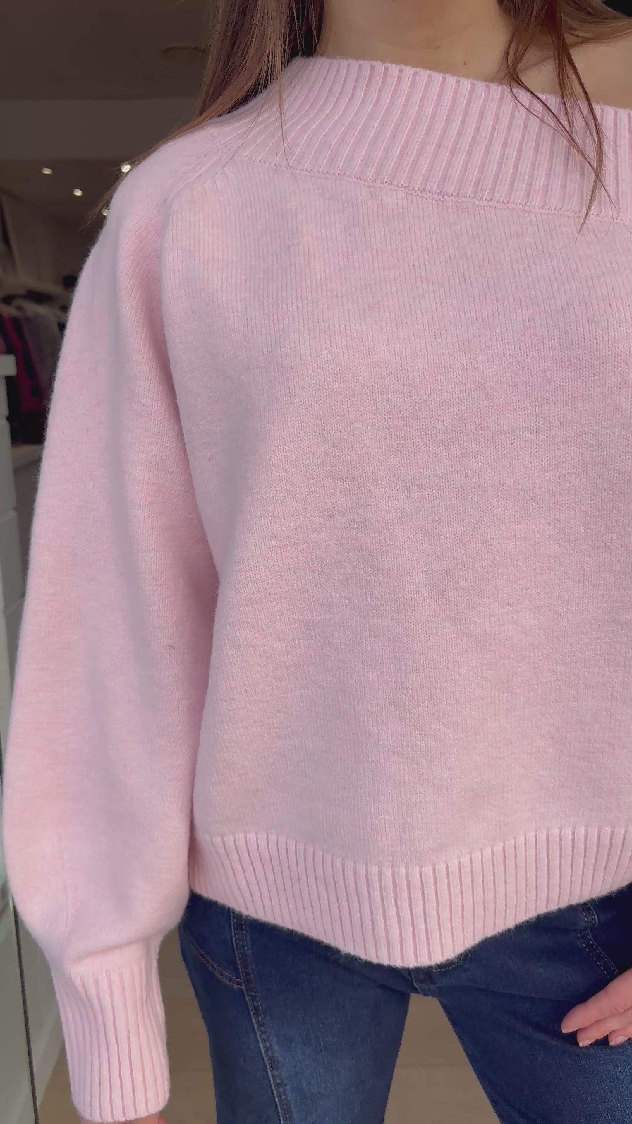 LUNA OFF THE SHOULDER KNIT - PINK