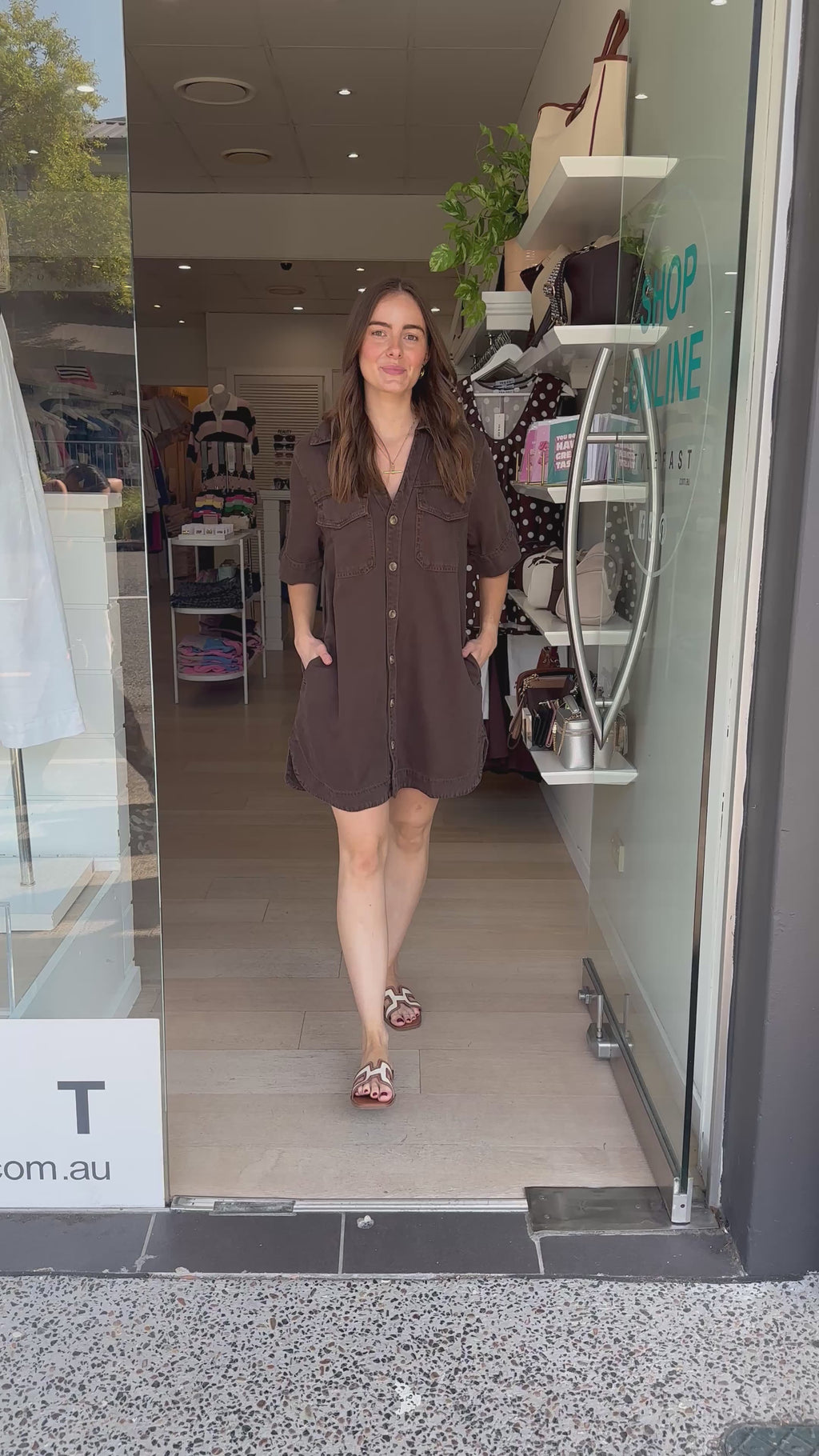 CERES LIFE SAMMY RELAXED DRESS - CHOCOLATE