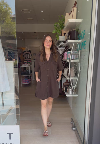 CERES LIFE SAMMY RELAXED DRESS - CHOCOLATE