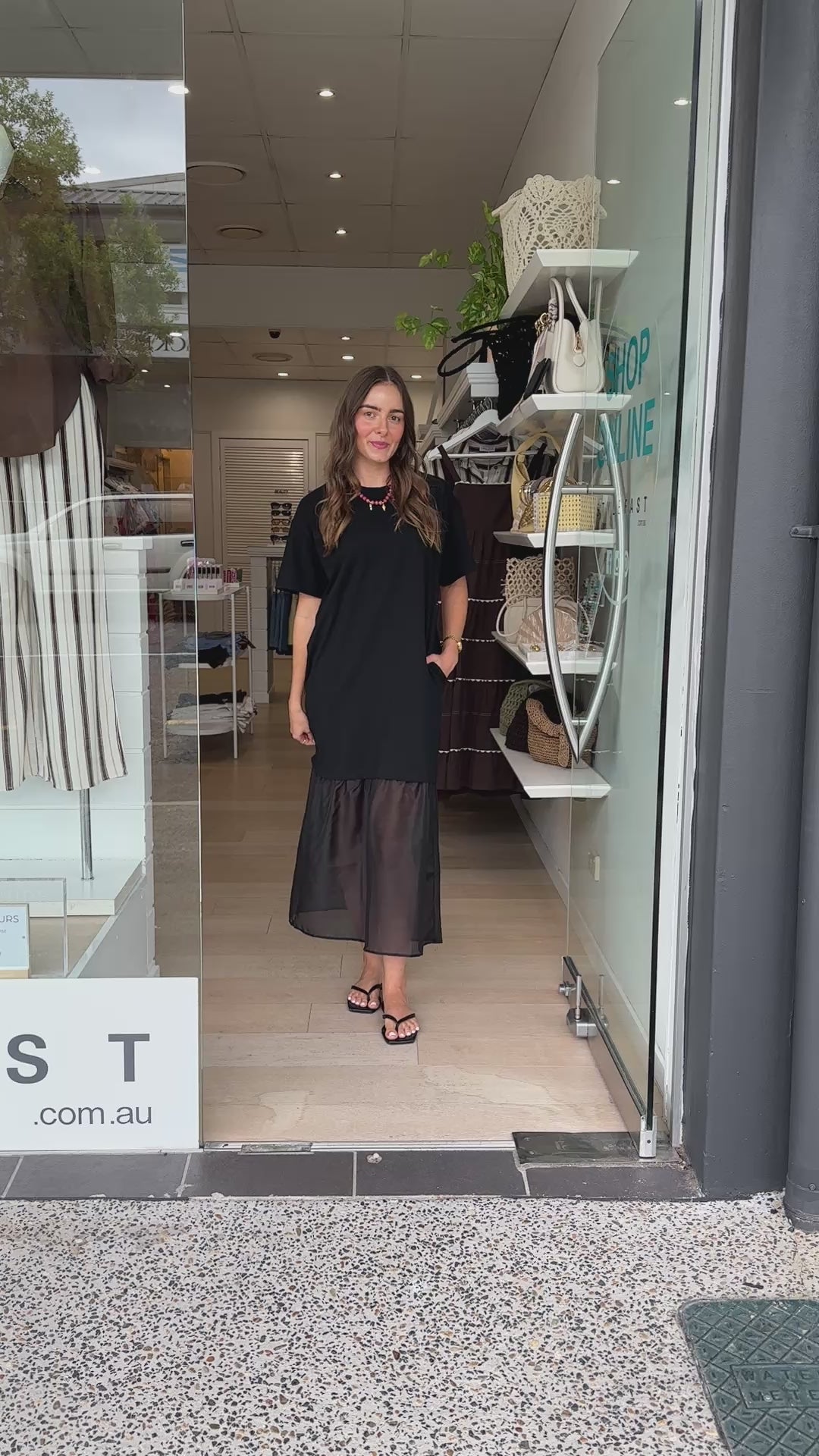 LARA SHEER HEM TEE DRESS - BLACK