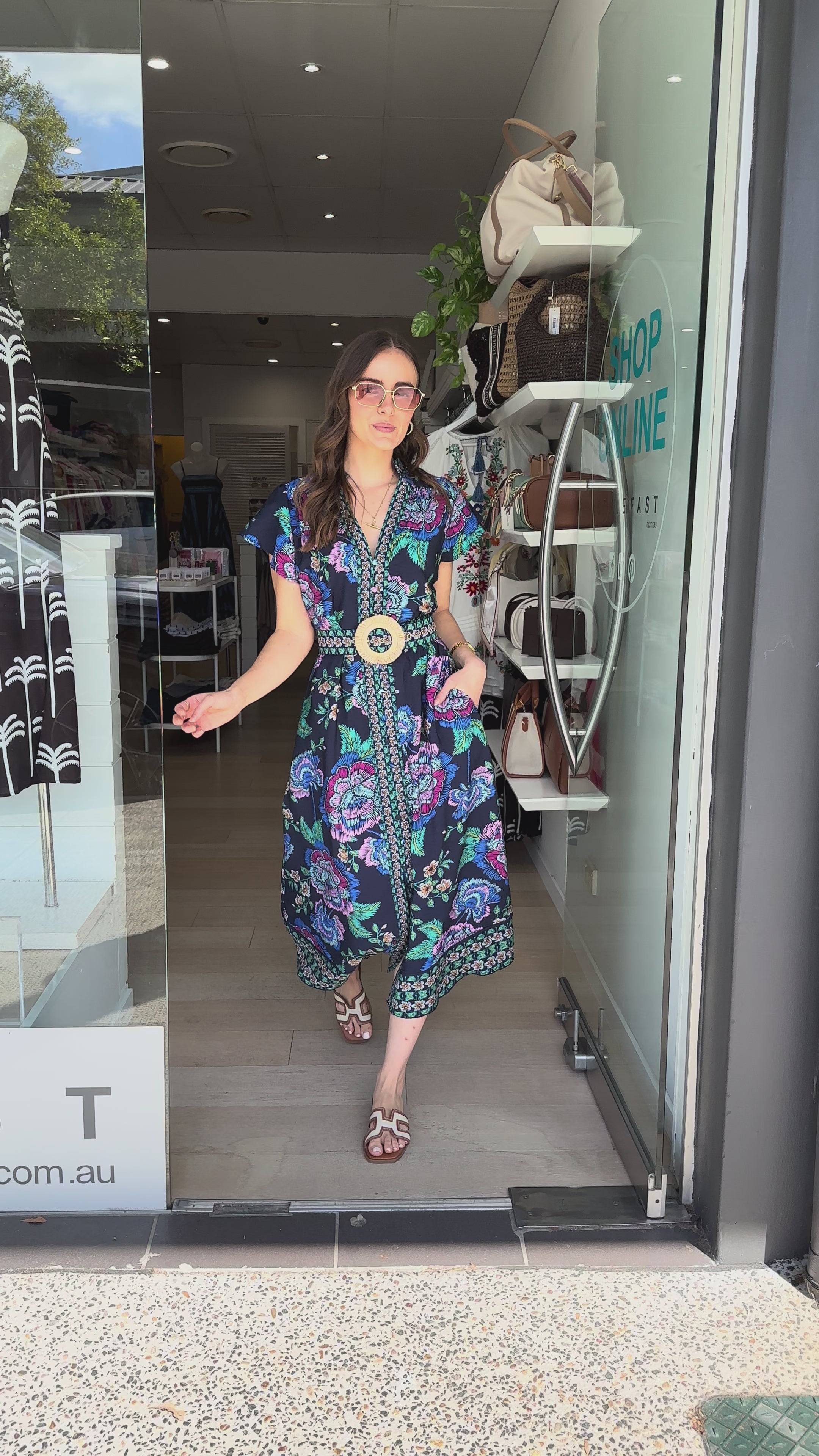 QUINN MIDI DRESS - NAVY FLORAL