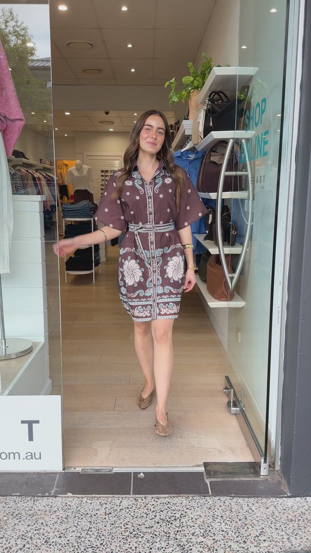 FRANCESCA MINI SHIRT DRESS - CHOCOLATE FLORAL