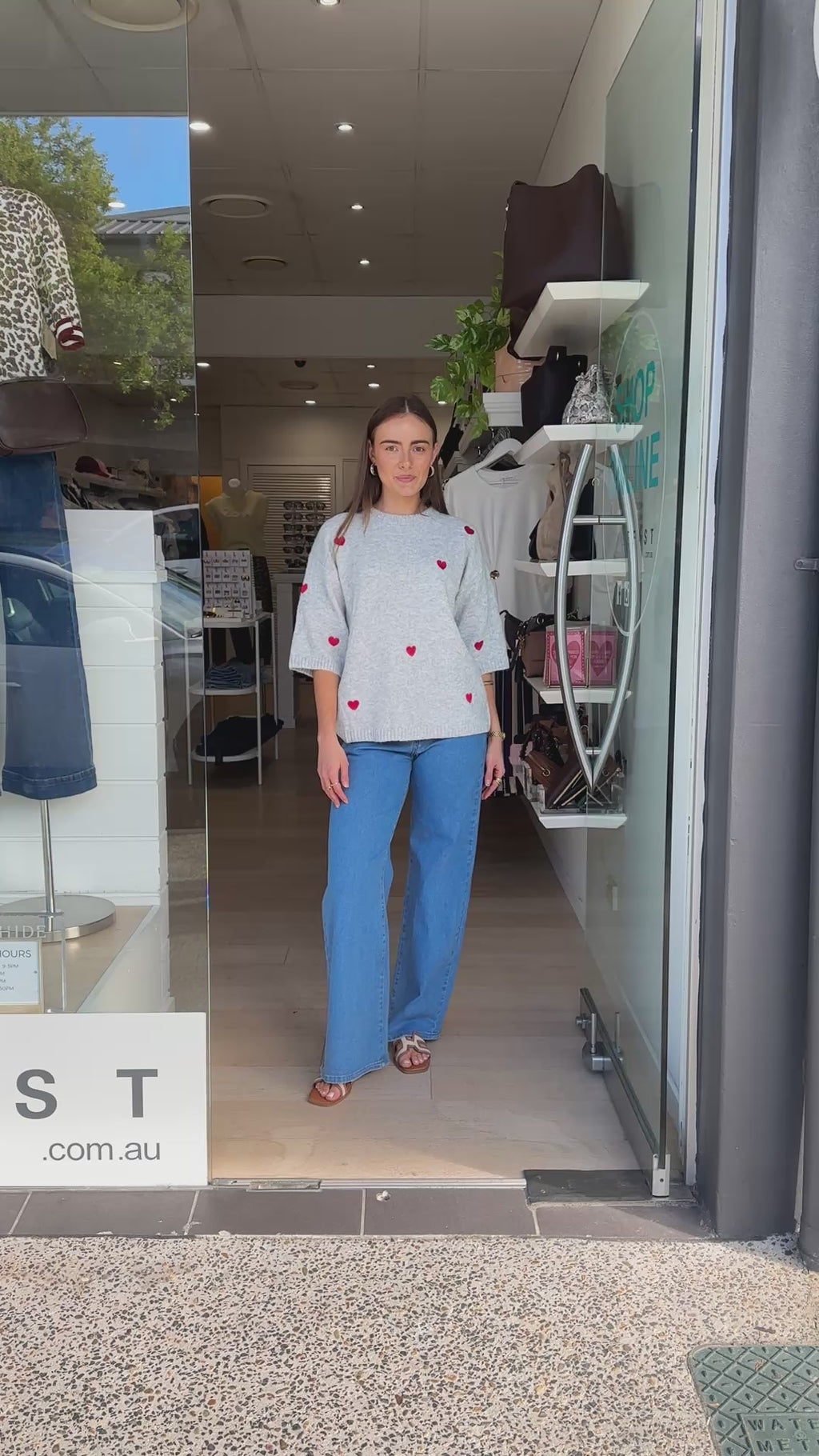 LOTTIE EMBROIDERED HEART KNIT - GREY