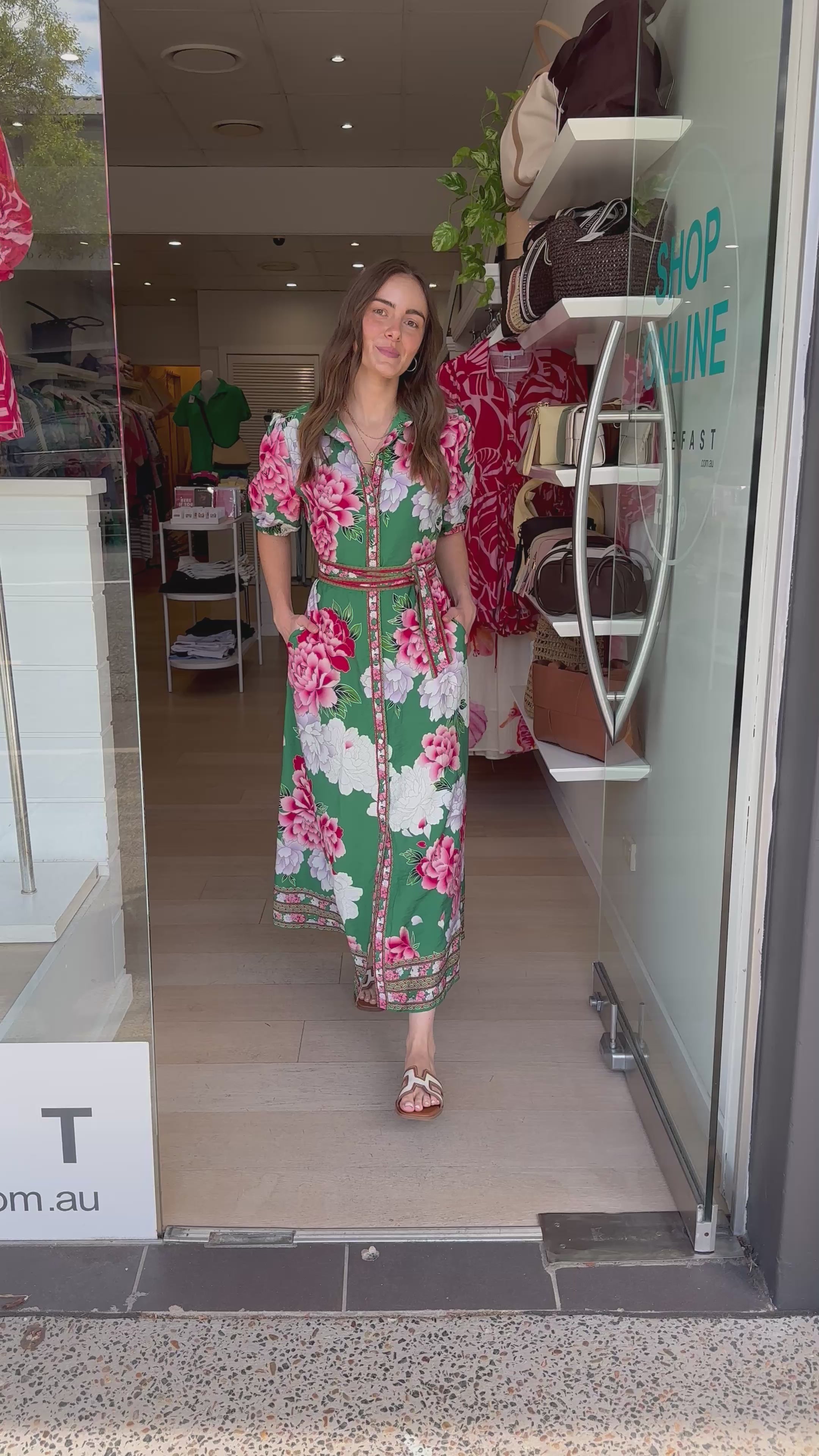 ARLA MAXI DRESS - GREEN/PINK FLORAL