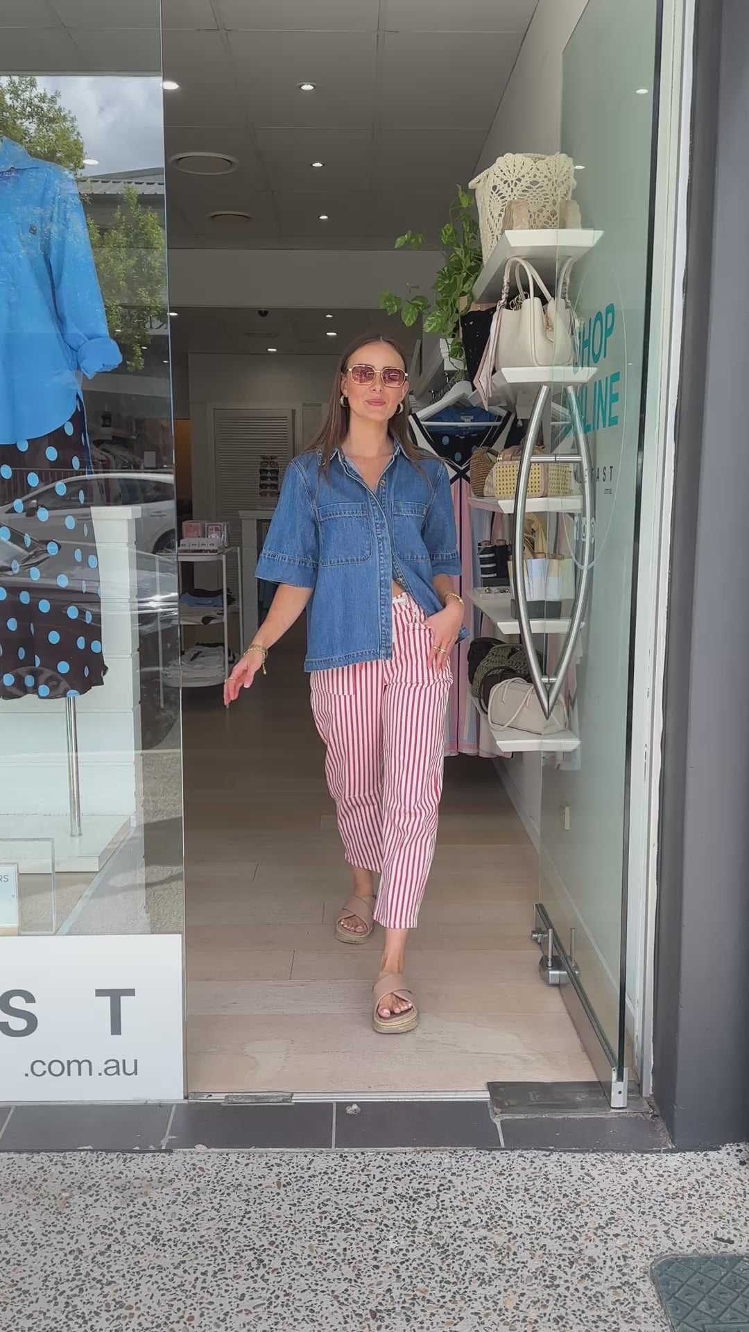 CARTER BARREL JEAN - RED STRIPE