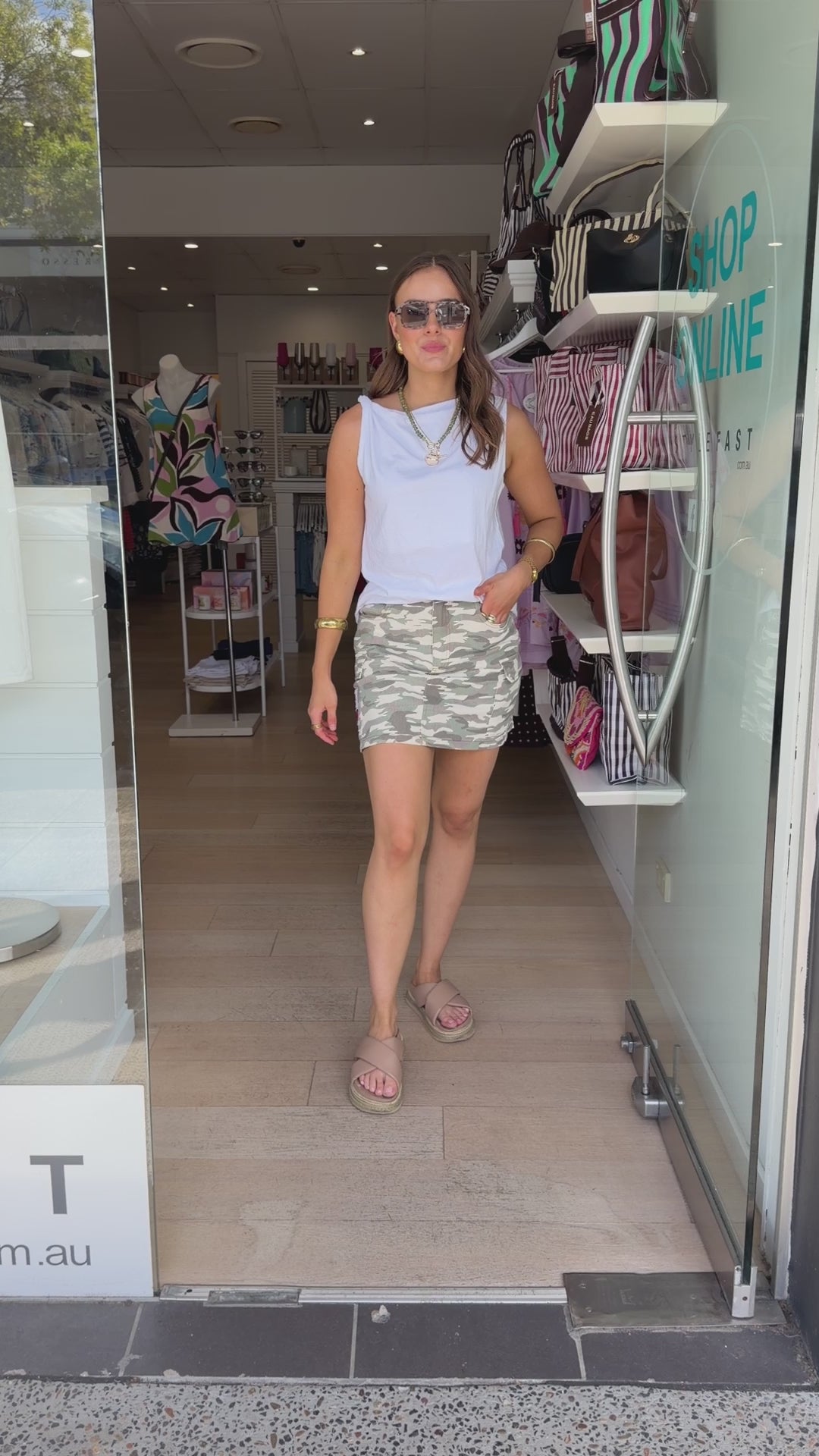 BY FRANKIE PATCHWORK MINI SKIRT - LIGHT CAMO
