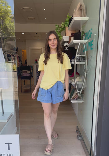 JESSIE EASY TUCK TEE - BUTTER YELLOW