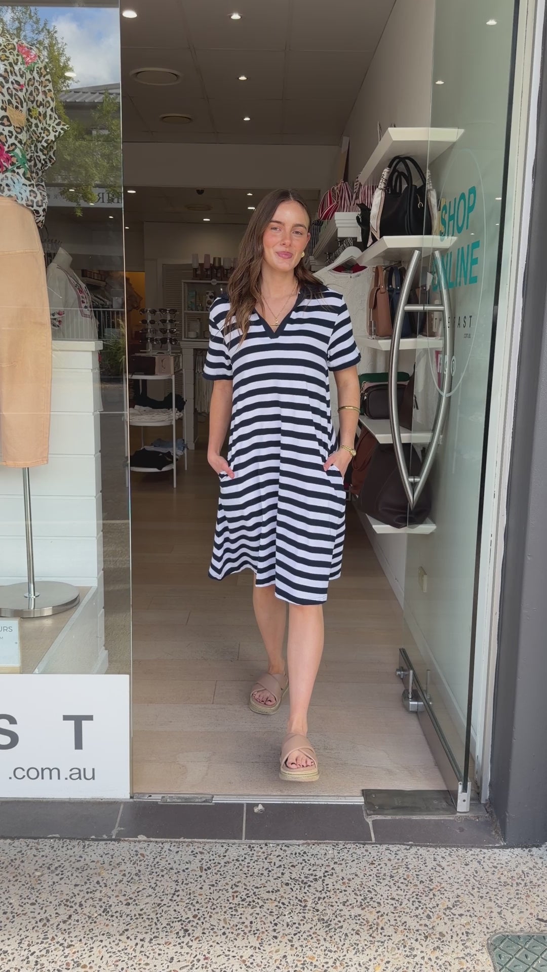 DOLLY COTTON POLO DRESS - NAVY/WHITE STRIPE