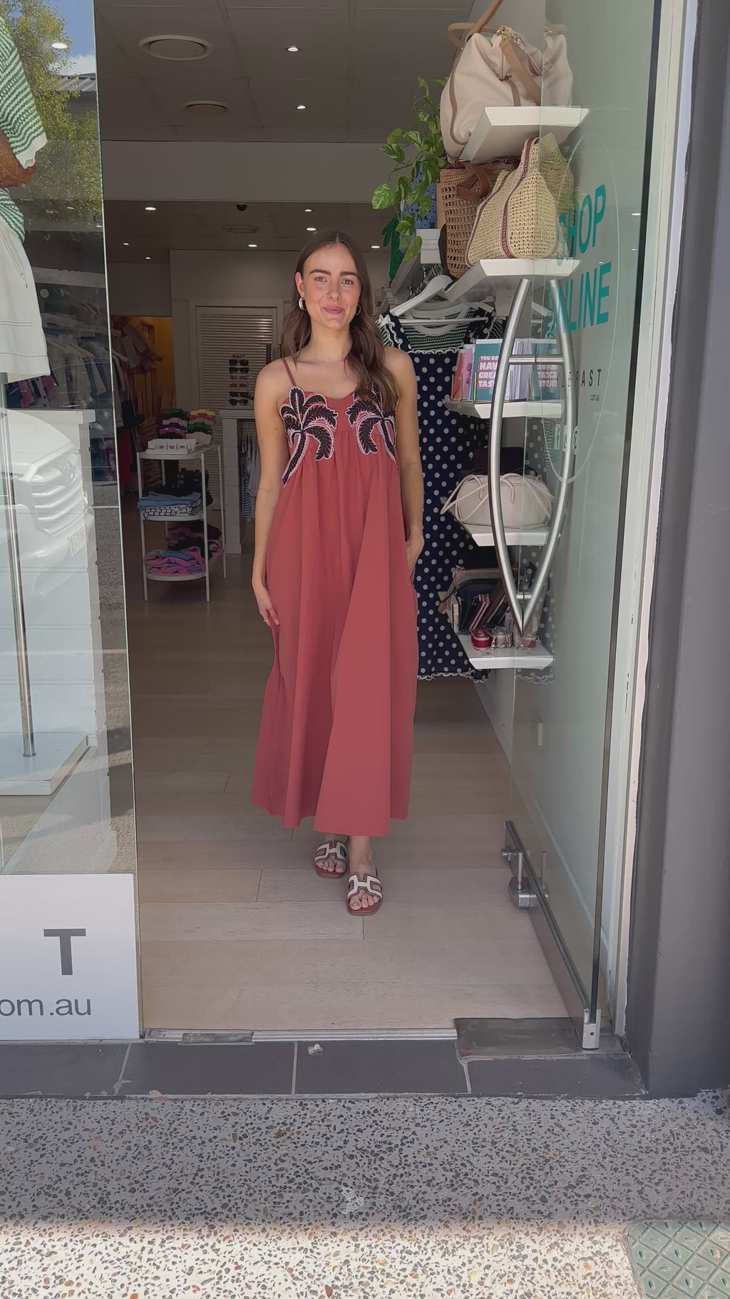 ALICE EMBROIDERY DETAIL MAXI DRESS - RUST