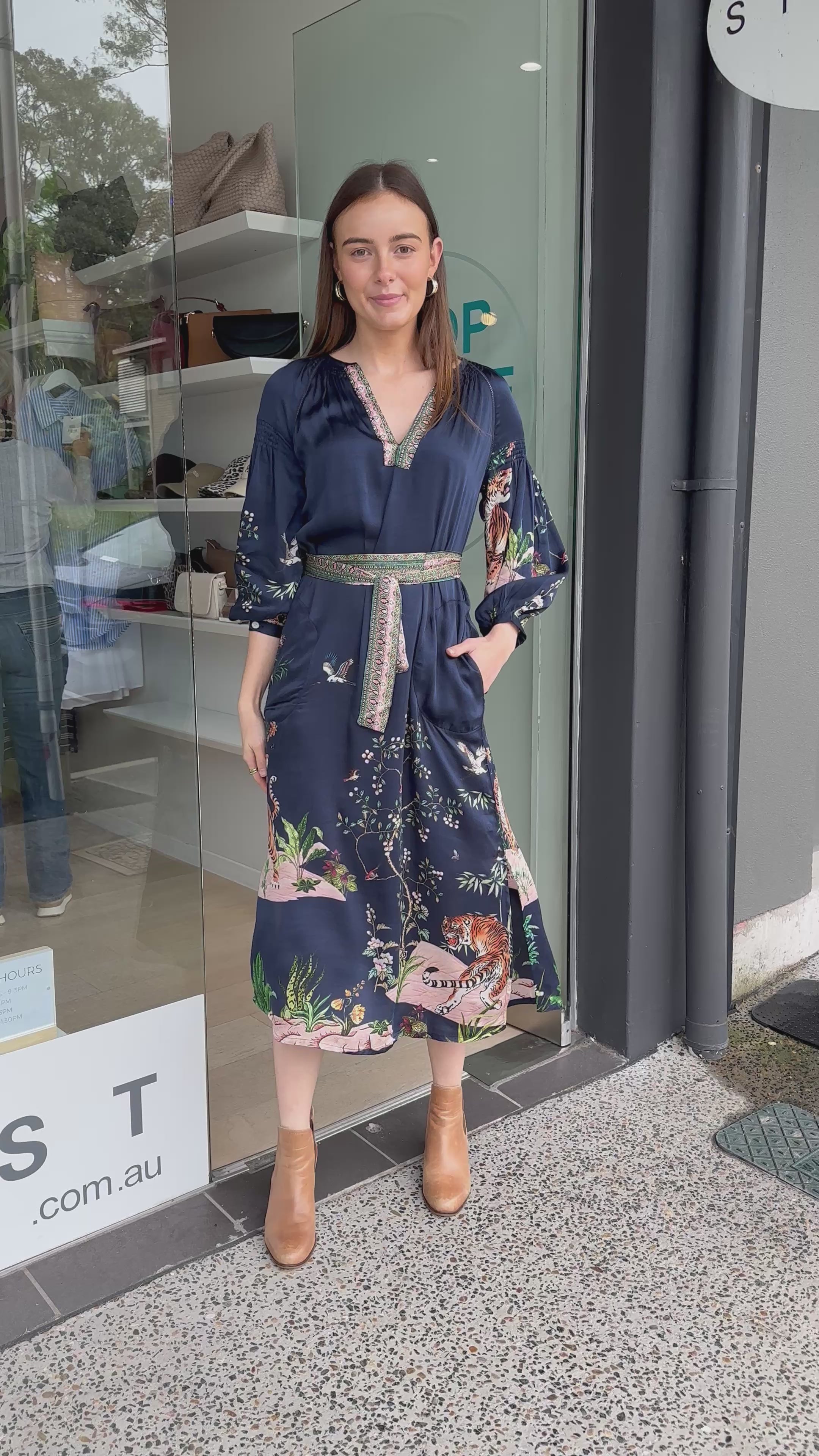 RUBYYAYA MACHALI MAXI DRESS - NAVY PRINT